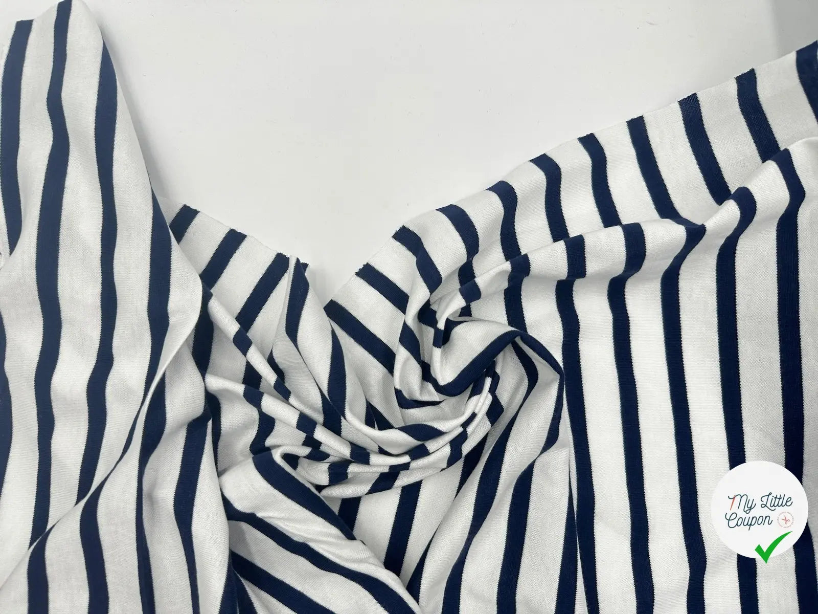 JERSEY DE COTON RAYURES BLEU ET NEIGE - My Little Coupon - tissu - coudre
