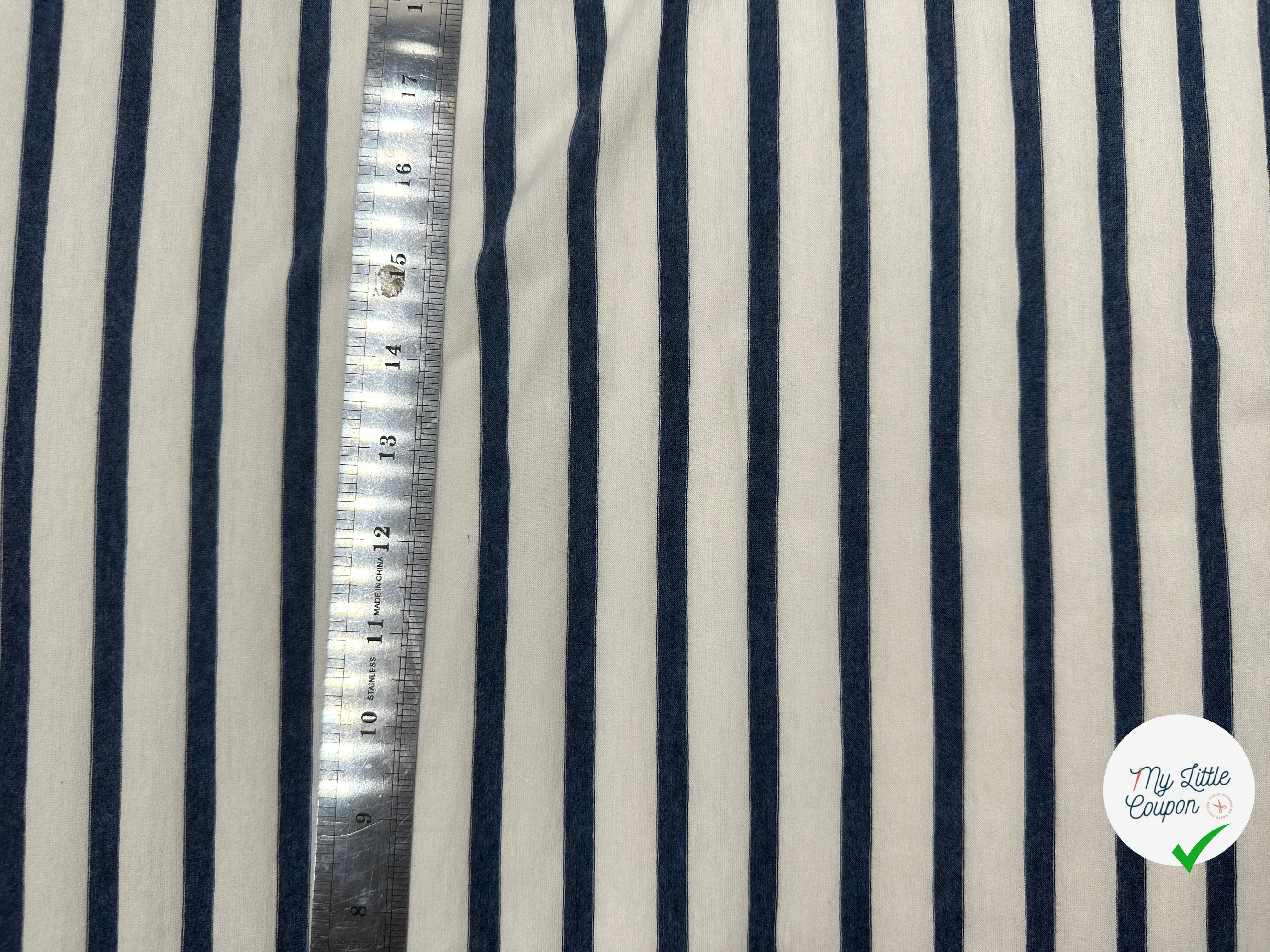 JERSEY DE COTON RAYURES INDIGO FOND ECRU MSO