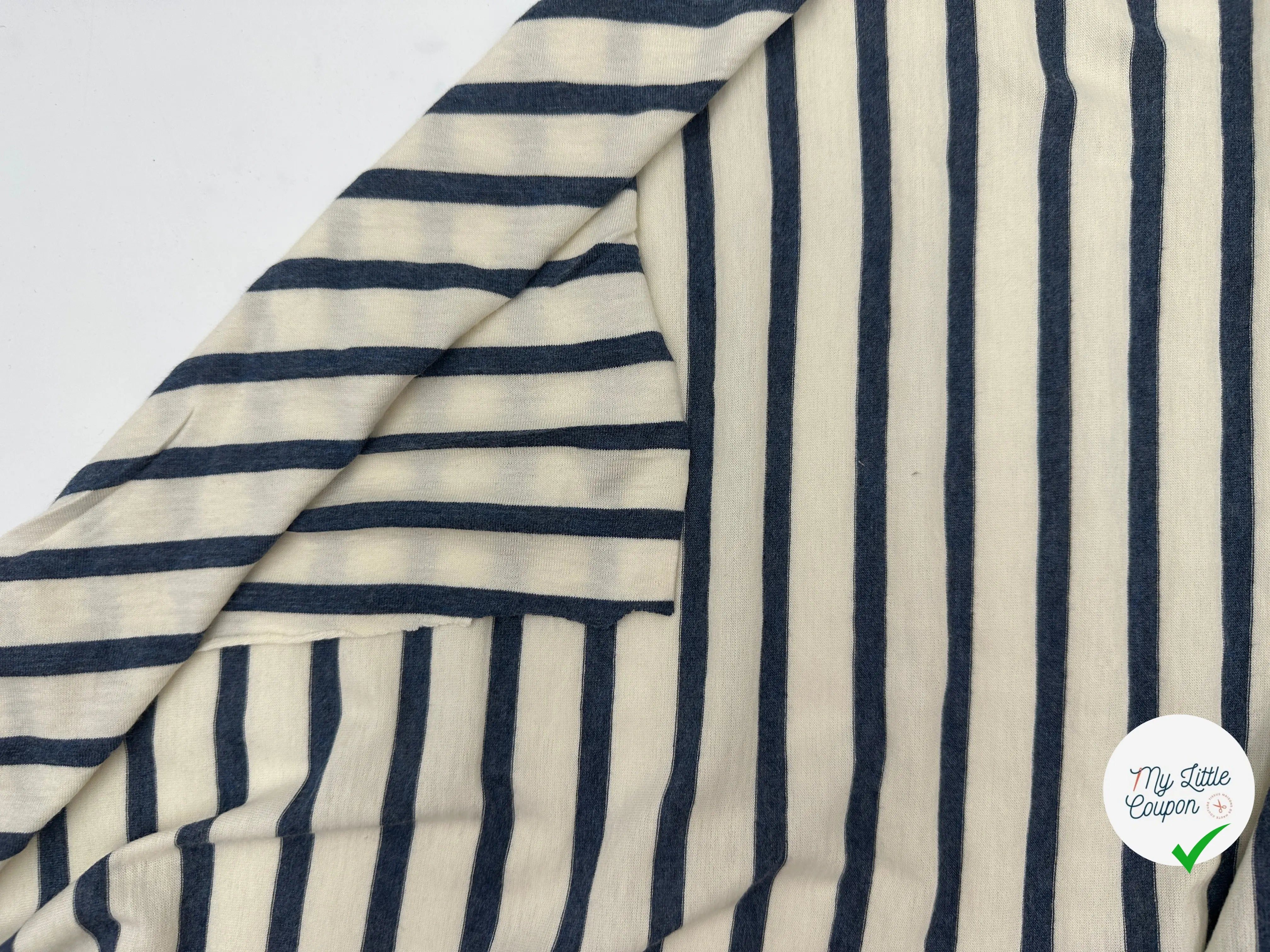 JERSEY DE COTON RAYURES INDIGO FOND ECRU MSO