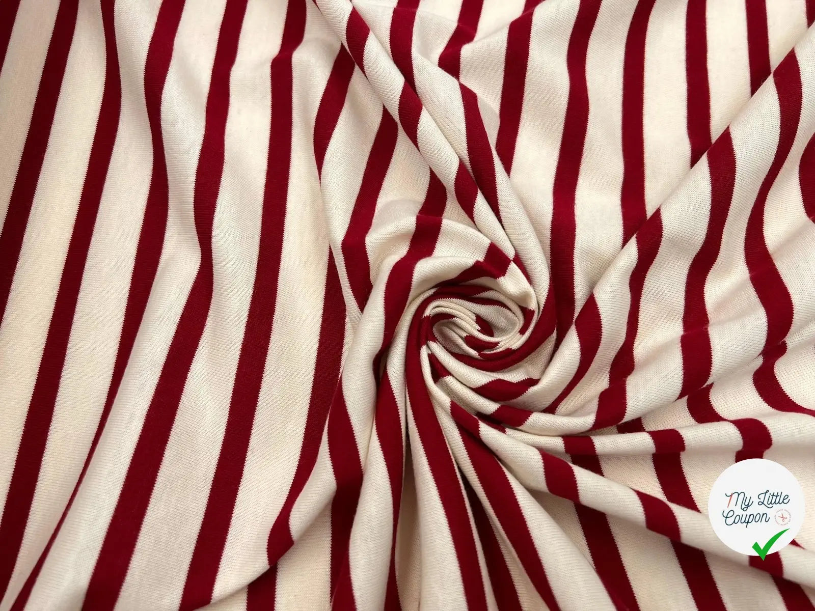 JERSEY DE COTON RAYURES ROUGE PERSAN FOND BEIGE ÉCRU - My Little Coupon - tissu - coudre