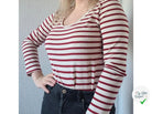 JERSEY DE COTON RAYURES ROUGE PERSAN FOND BEIGE ÉCRU - My Little Coupon - tissu - coudre