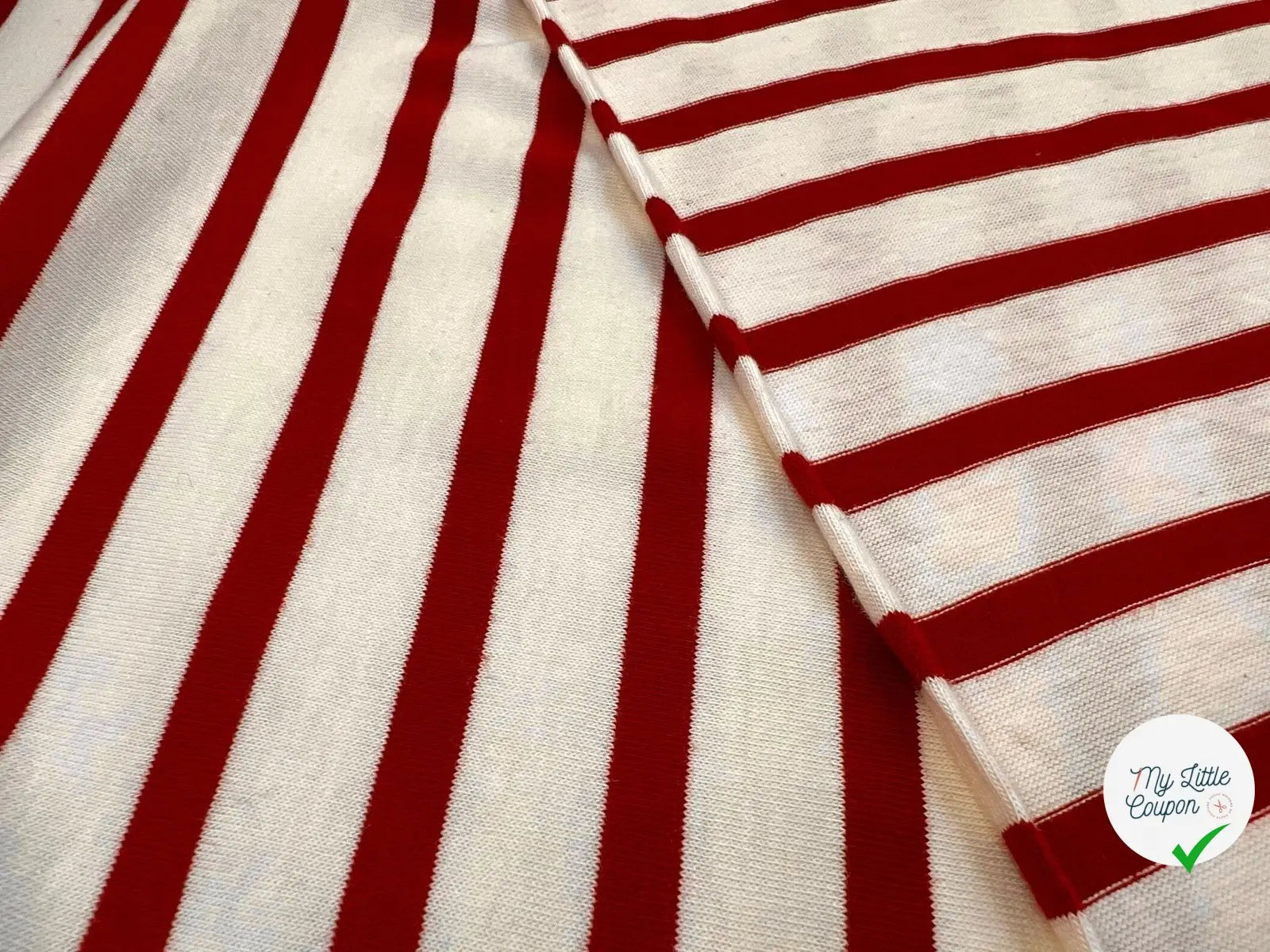 JERSEY DE COTON RAYURES ROUGE PERSAN FOND BEIGE ÉCRU - My Little Coupon - tissu - coudre