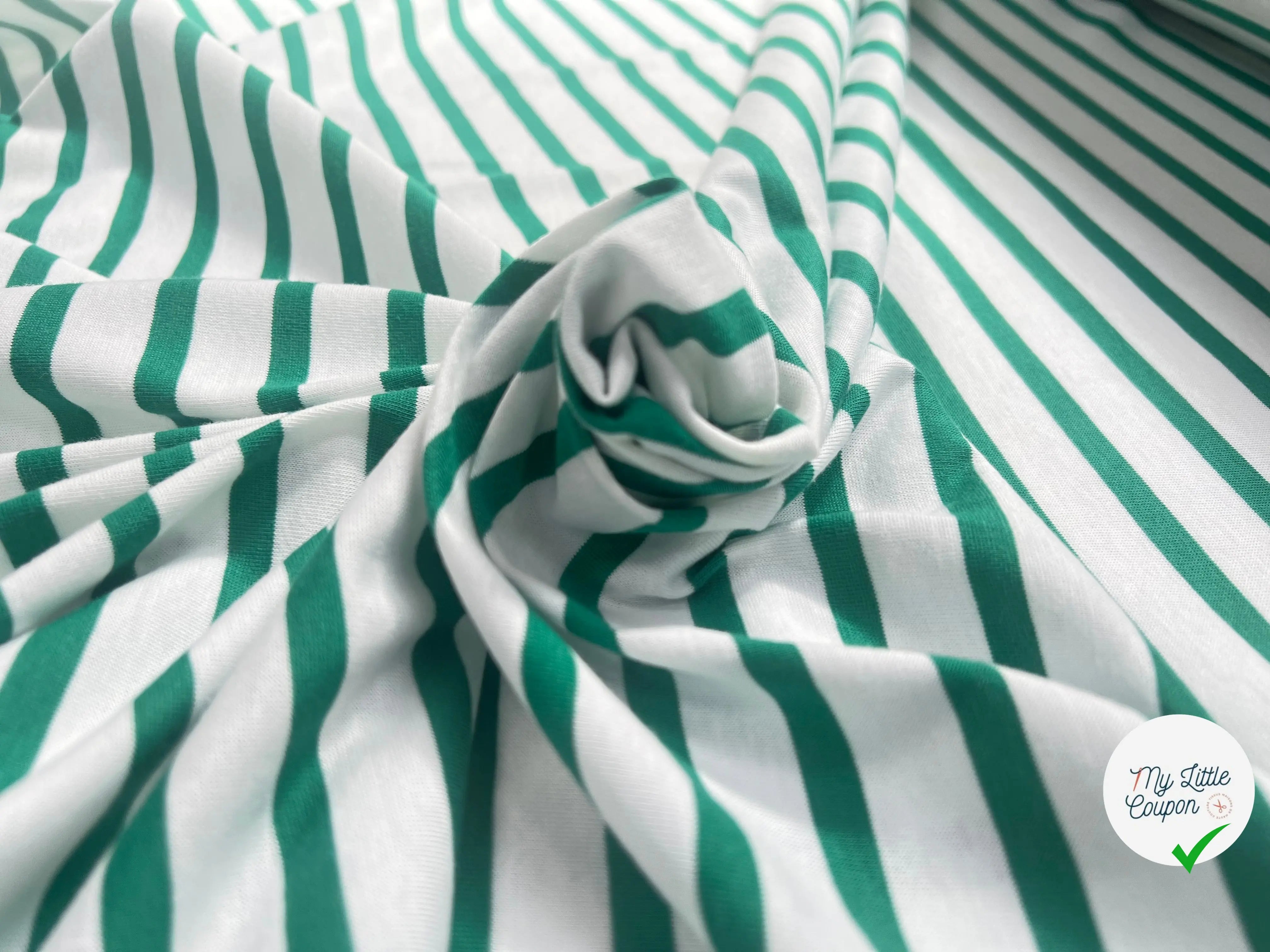 JERSEY DE COTON RAYURES VERT SAPIN - My Little Coupon