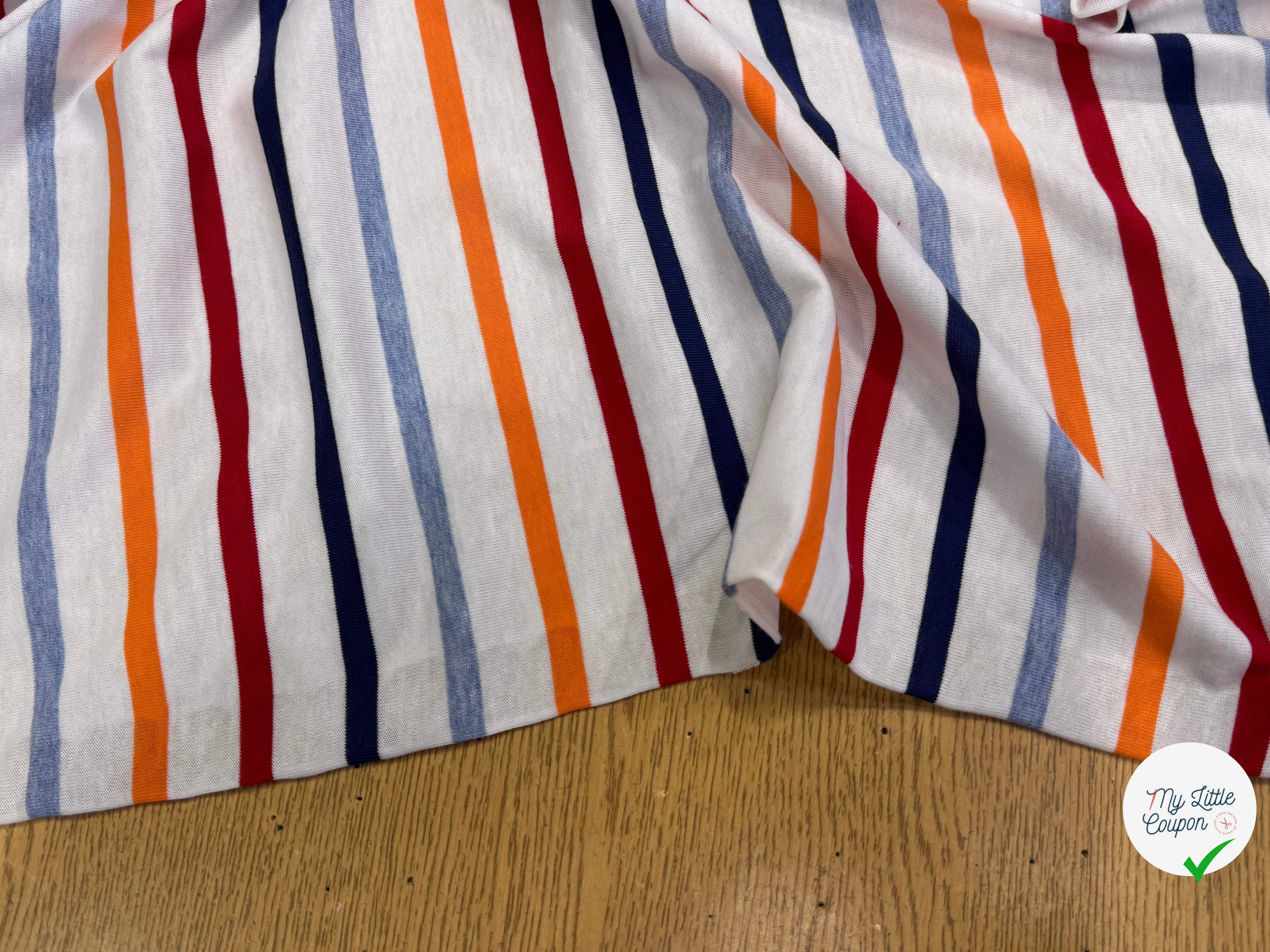 JERSEY DE COTON SUPER DOUX STRETCH MULTICOLORE BLEU ORANGE ROUGE FABRICATION RÉGION DE TROYES 🇫🇷 - My Little Coupon
