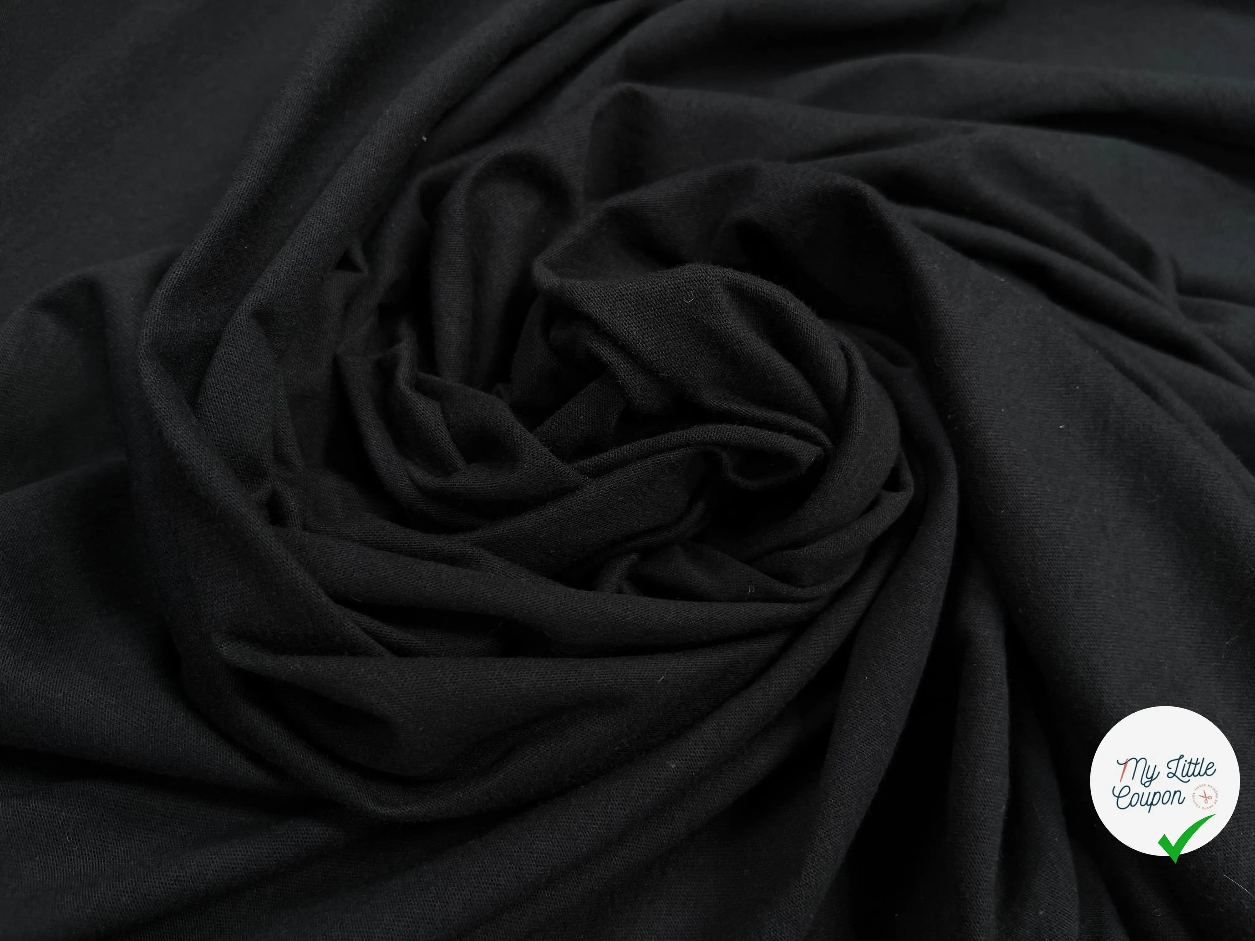 JERSEY DE COTON UNI NOIR - My Little Coupon