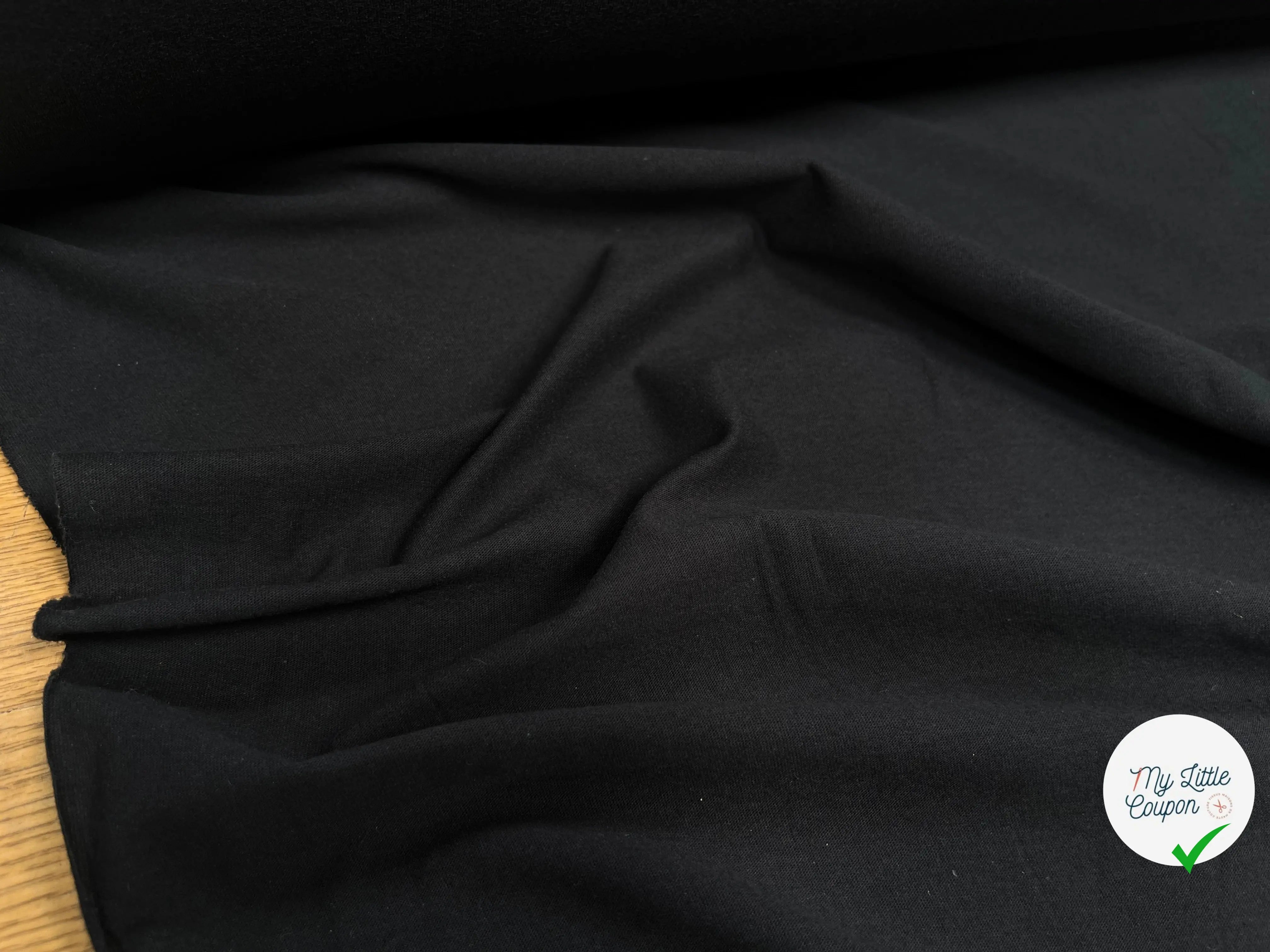 JERSEY DE COTON UNI NOIR - My Little Coupon