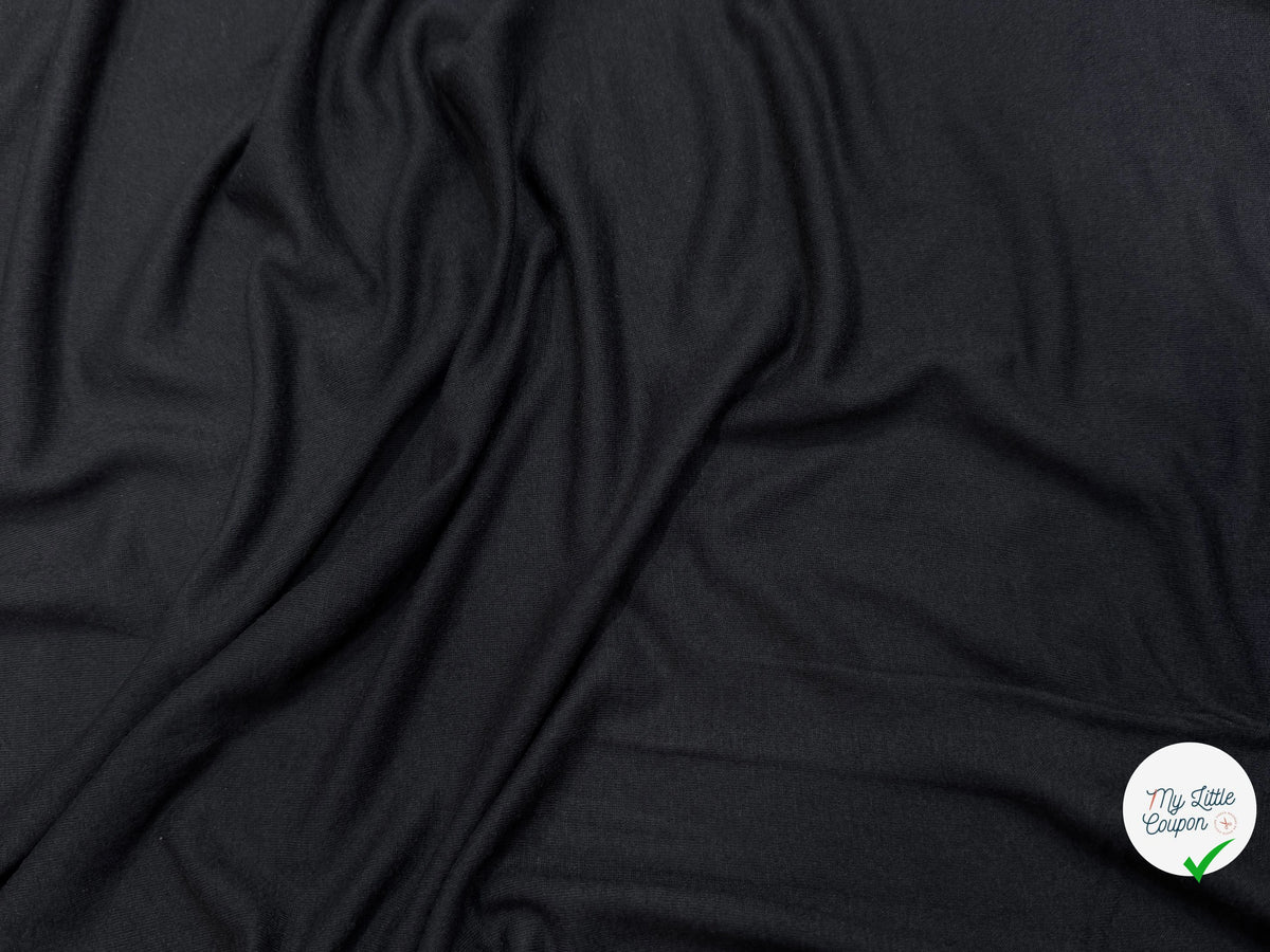 JERSEY DE LAINE LÉGER ET MOELLEUX NOIR STRETCH 100% LAINE - My Little Coupon
