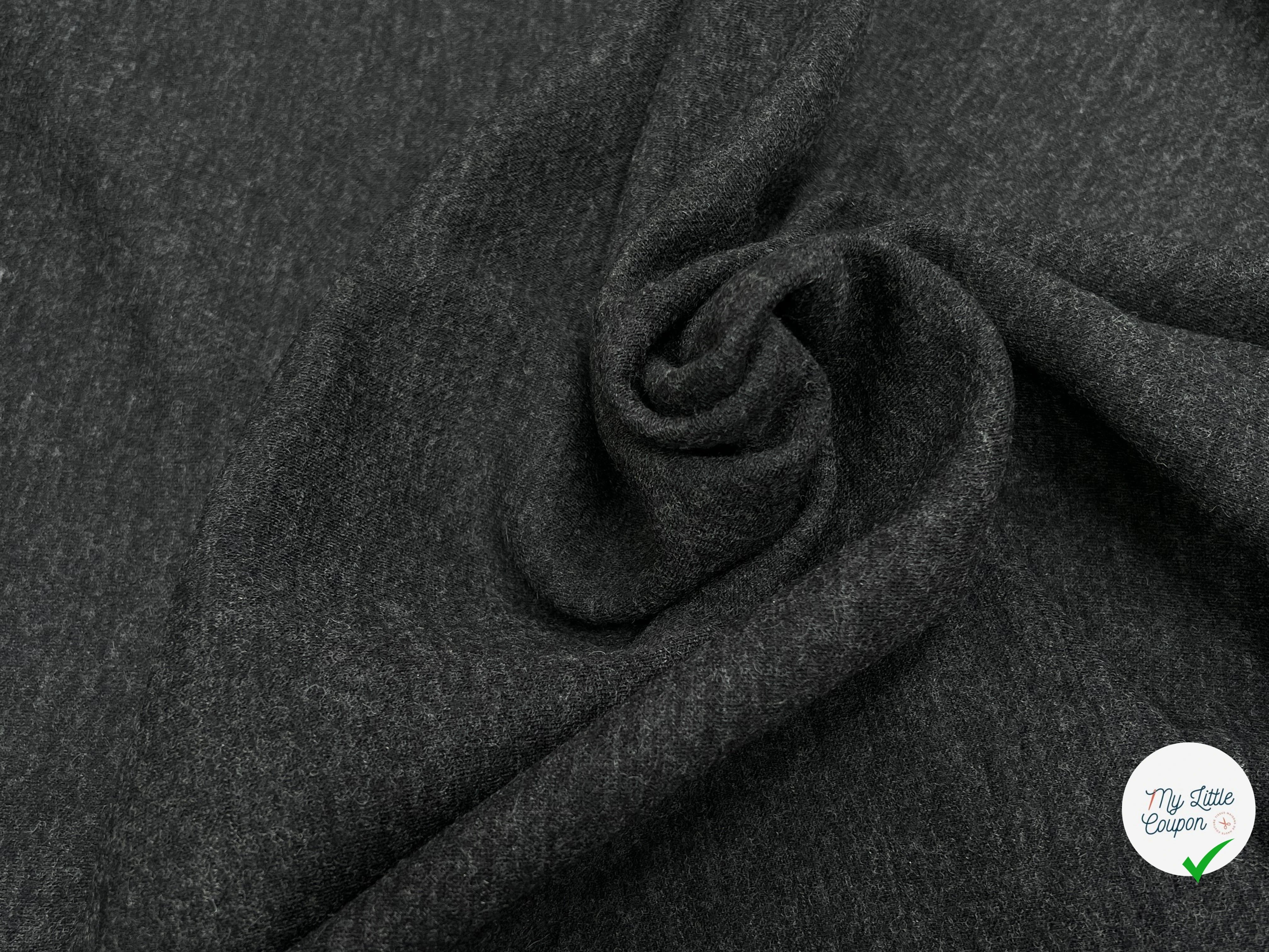 JERSEY DE LAINE LOURD STRETCH GRIS FONCÉ 100% LAINE - My Little Coupon