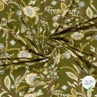 Jersey de viscose fleurs vert kaki