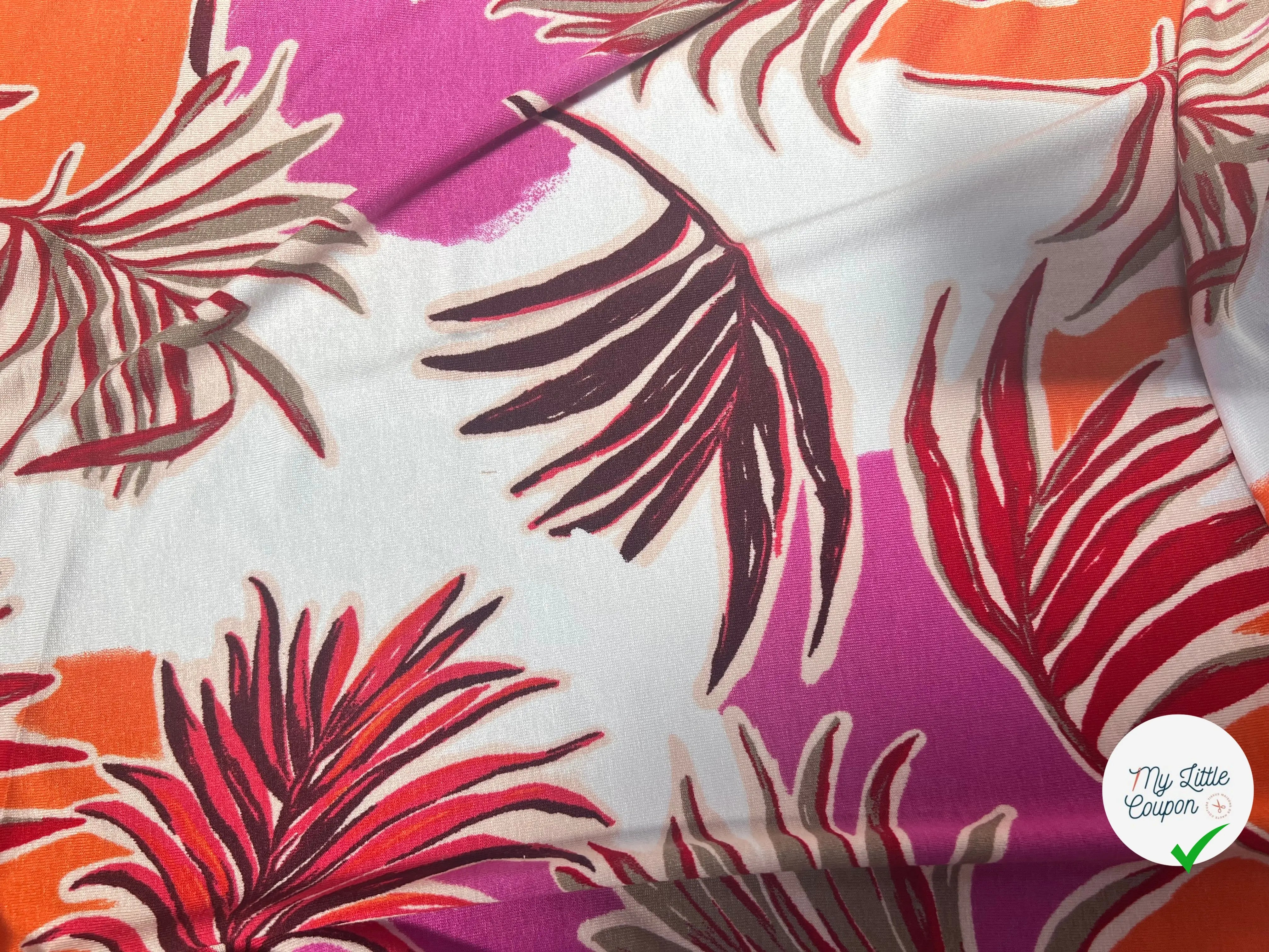 JERSEY DE VISCOSE TISSU IMPRIMÉ ABSTRAIT FUCHSIA - My Little Coupon