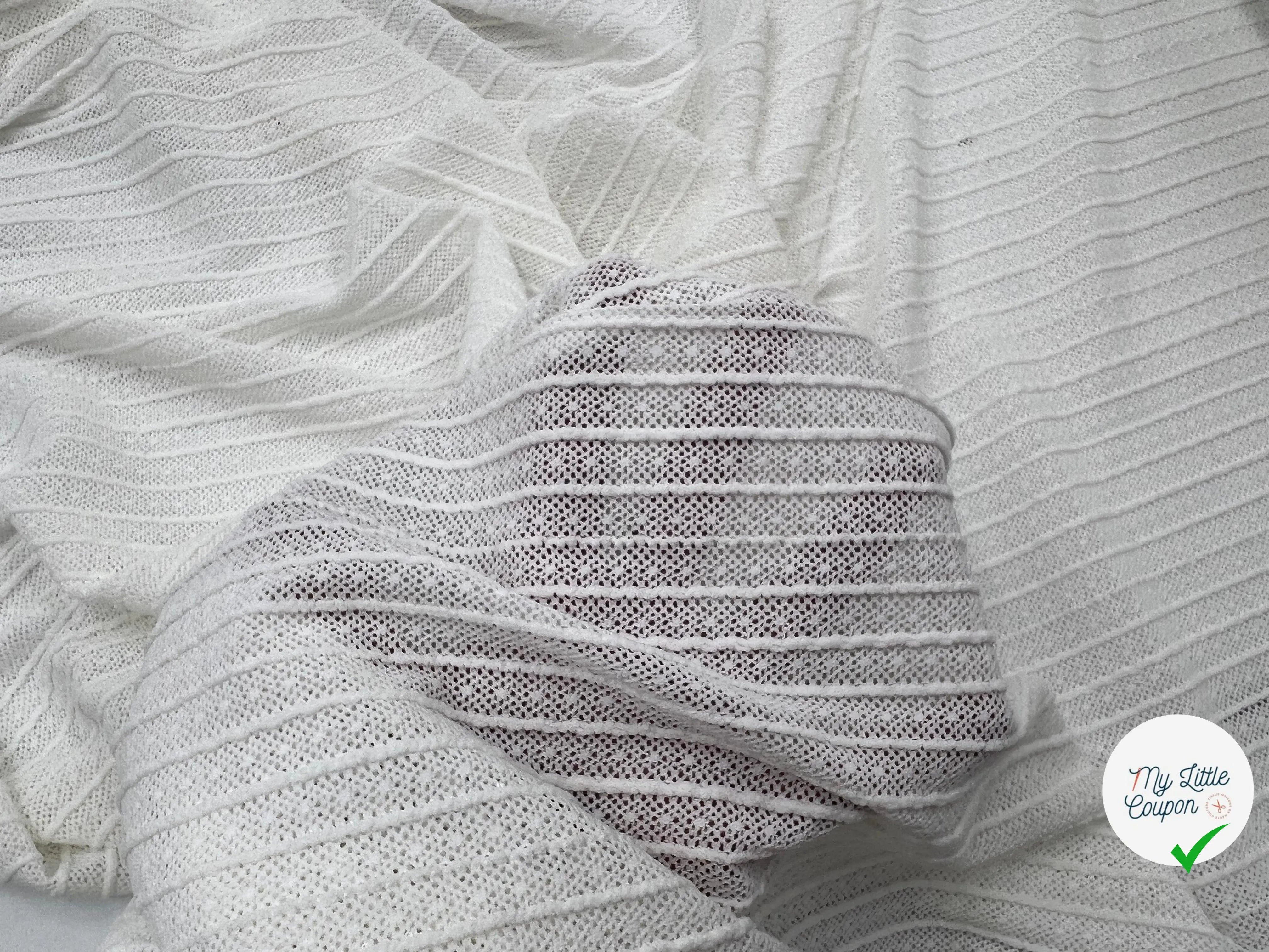 JERSEY JACQUARD RAYURES BLANC - My Little Coupon - tissu - coudre