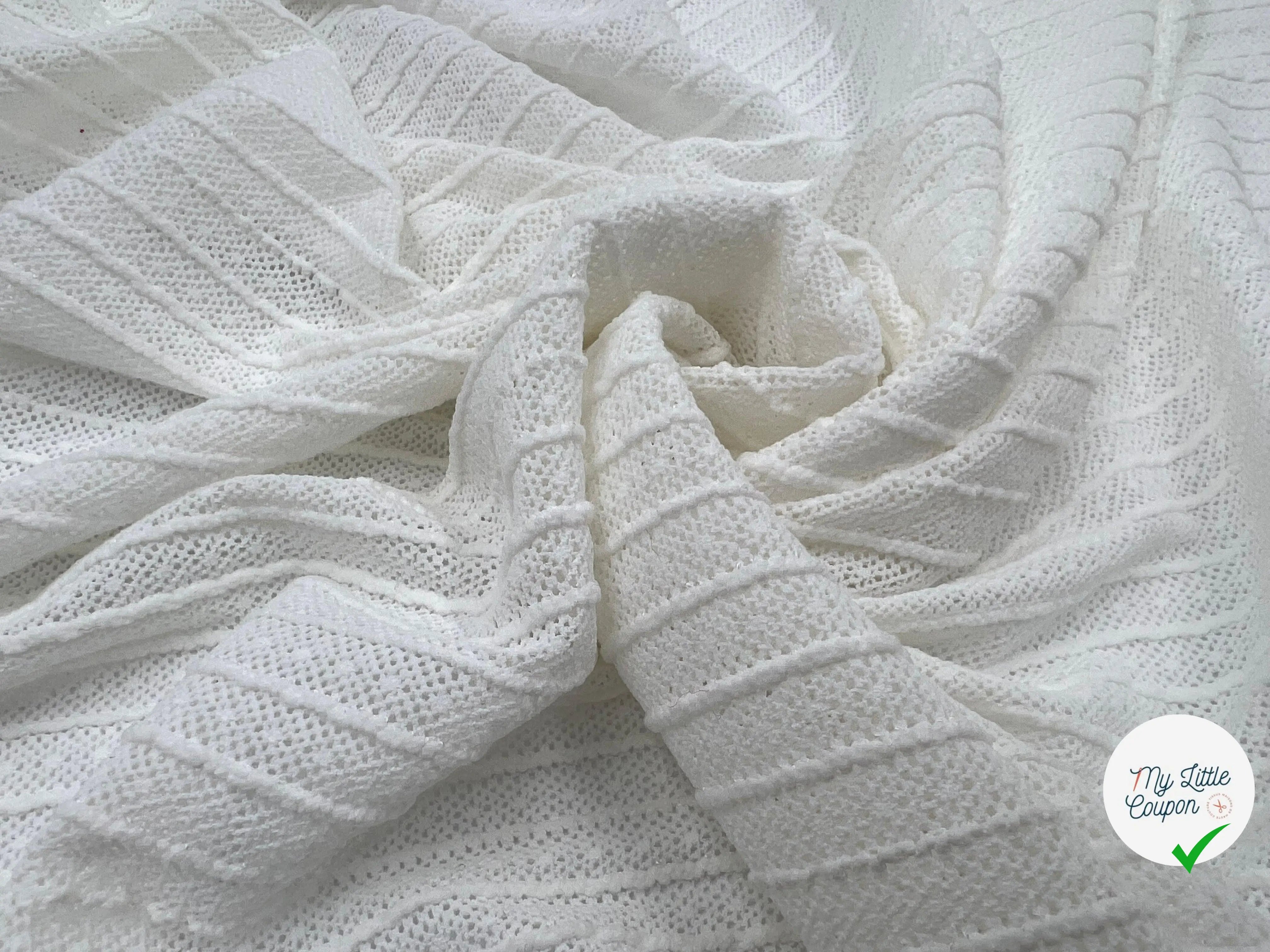 JERSEY JACQUARD RAYURES BLANC - My Little Coupon - tissu - coudre
