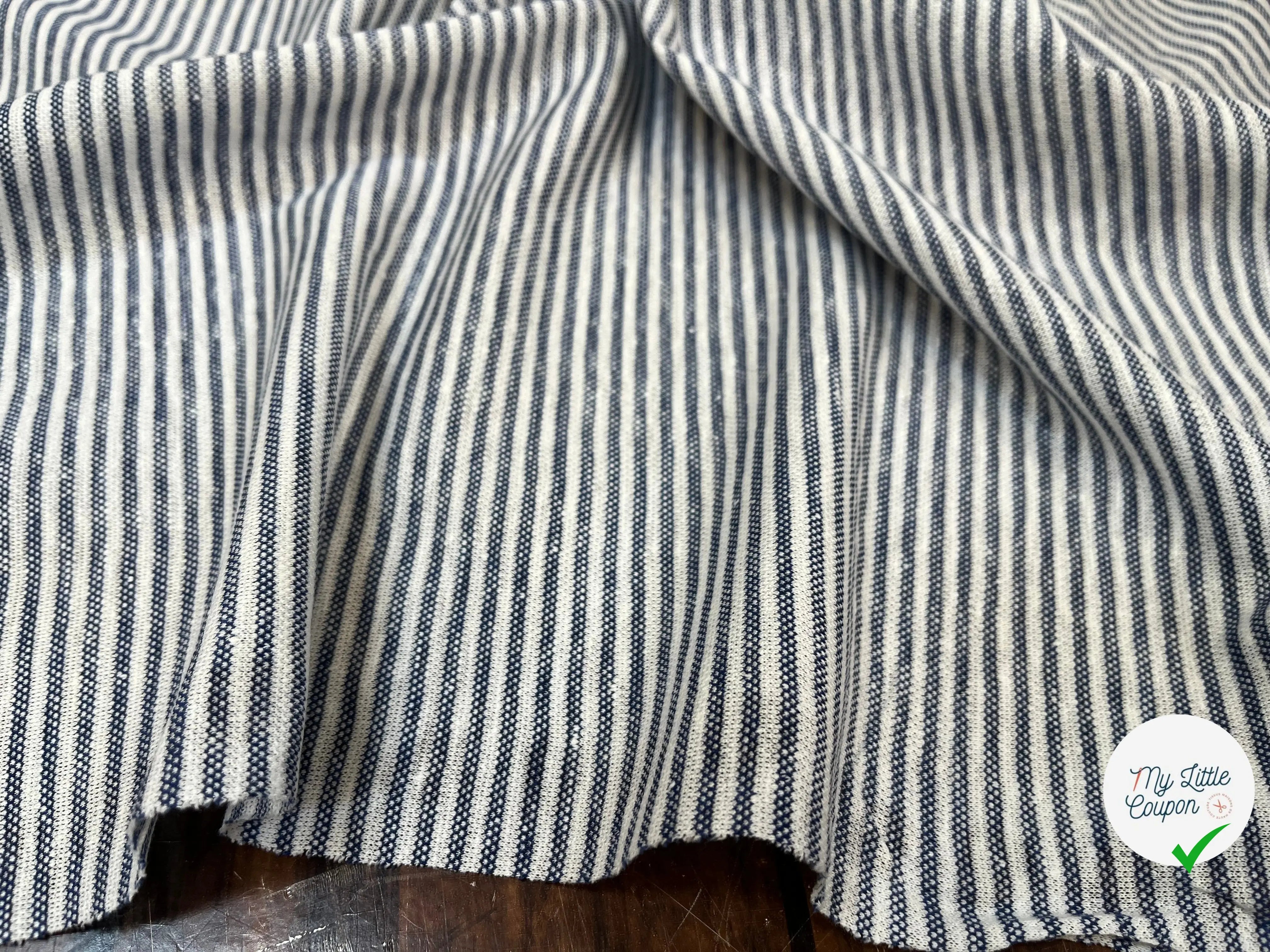 JERSEY MAILLE À RAYURES EPAISSES BLEU JEAN - My Little Coupon
