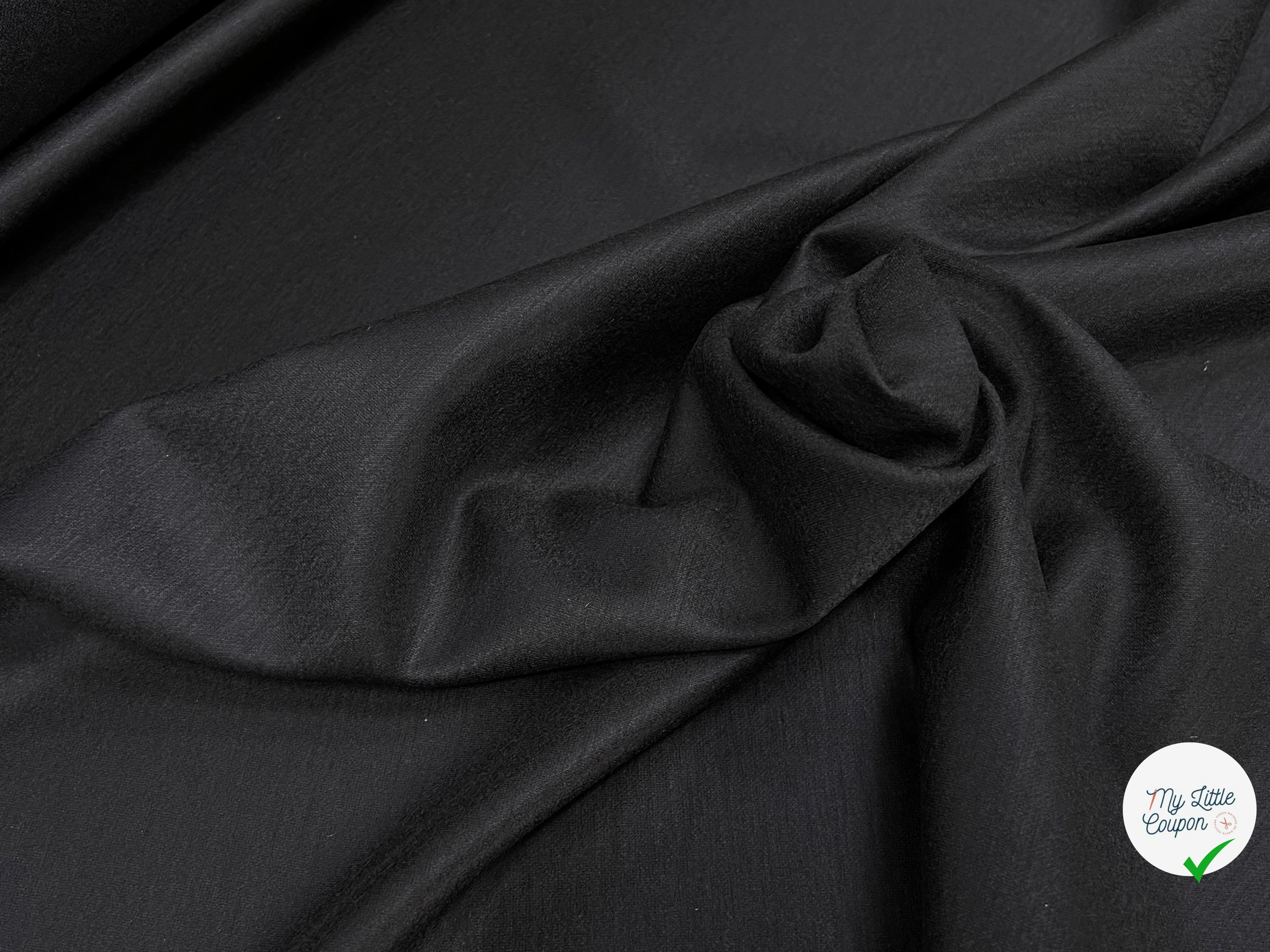 JERSEY MILANO DE LAINE GRATÉ ULTRA STRETCH NOIR 100% LAINE 145CM - My Little Coupon
