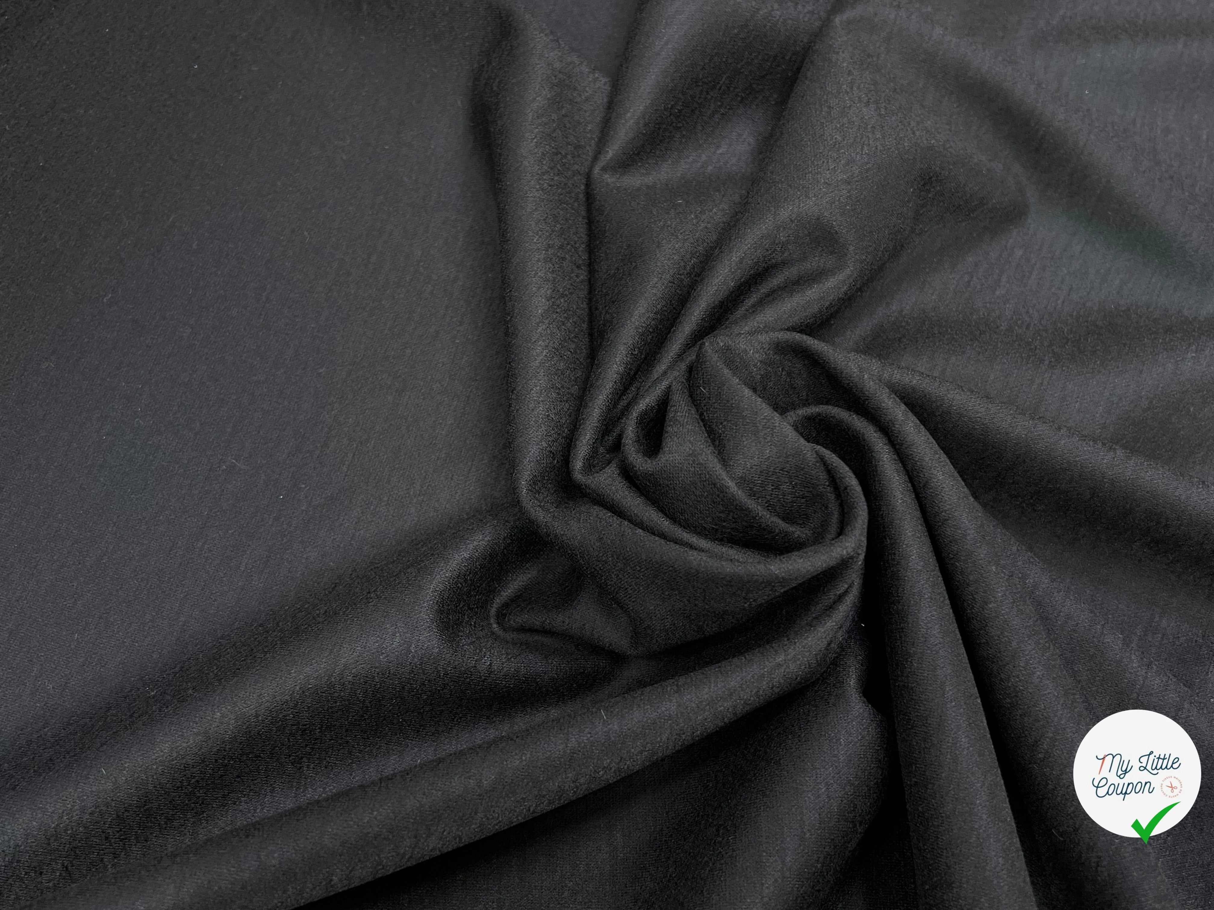 JERSEY MILANO DE LAINE GRATÉ ULTRA STRETCH NOIR 100% LAINE 145CM - My Little Coupon