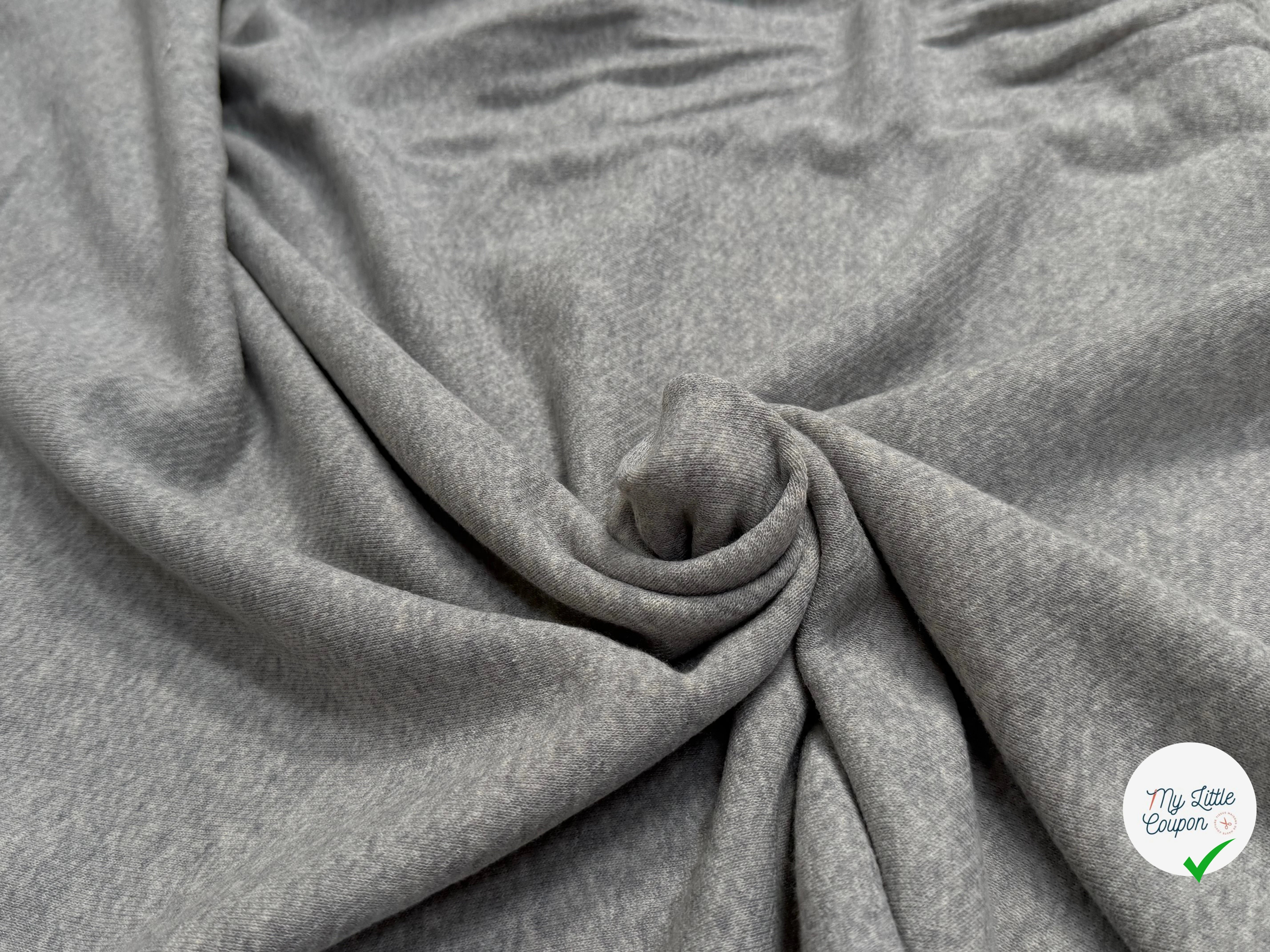 JERSEY MOLLETON COTON SWEAT GRIS ÉCRU ULTRA STRETCH - My Little Coupon