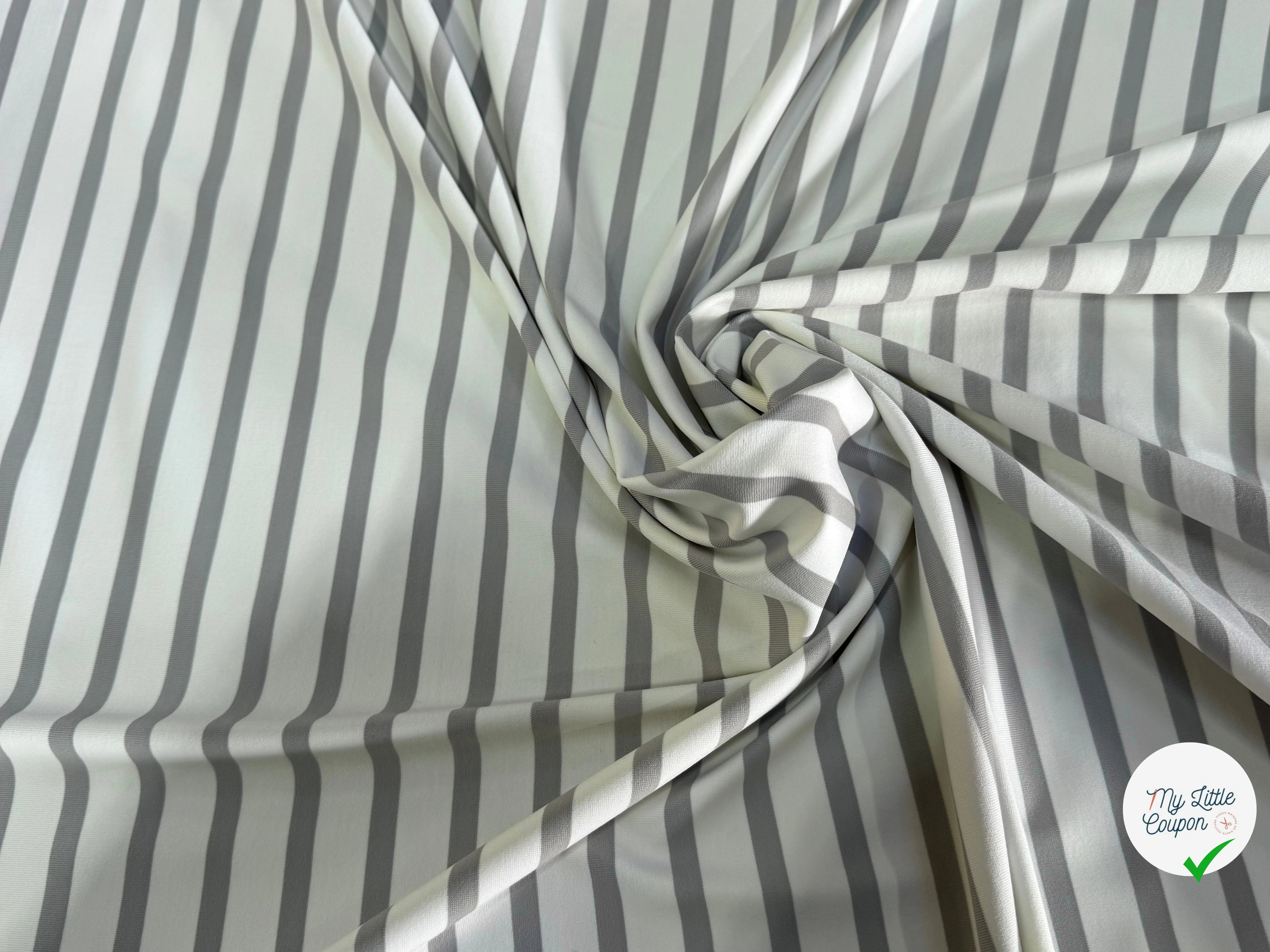 JERSEY PEAU DE PÊCHE ULTRA STRETCH RAYURES BLANC ET GRIS FABRICATION RÉGION DE TROYES 🇫🇷 - My Little Coupon