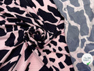 JERSEY QUALITÉ COUTURE FLUIDE GIRAFE FOND ROSE - My Little Coupon - tissu - coudre