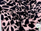 JERSEY QUALITÉ COUTURE FLUIDE GIRAFE FOND ROSE - My Little Coupon - tissu - coudre