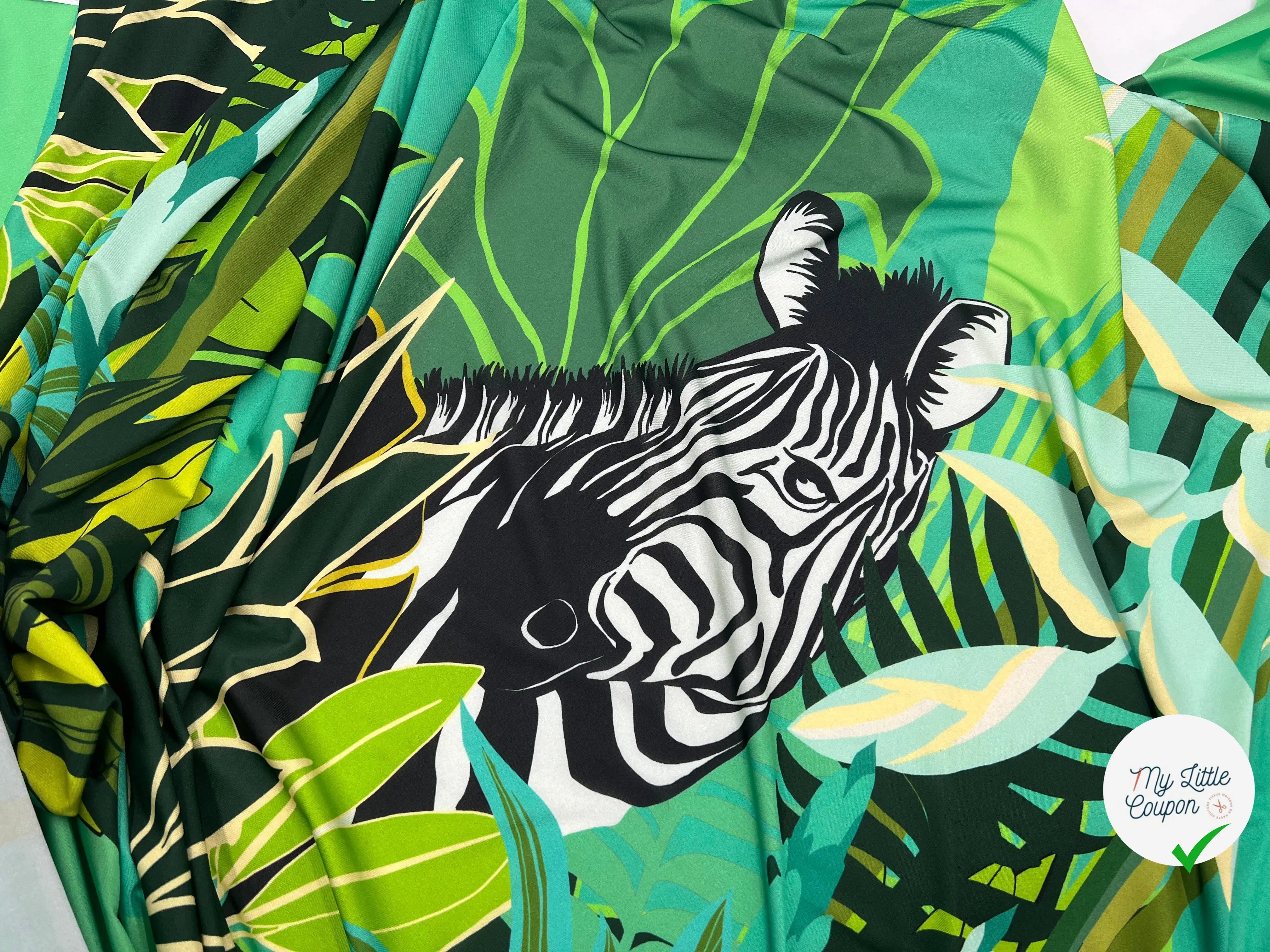 JERSEY STRETCH ZEBRA JUNGLE MOTIFS PLACÉS MSO