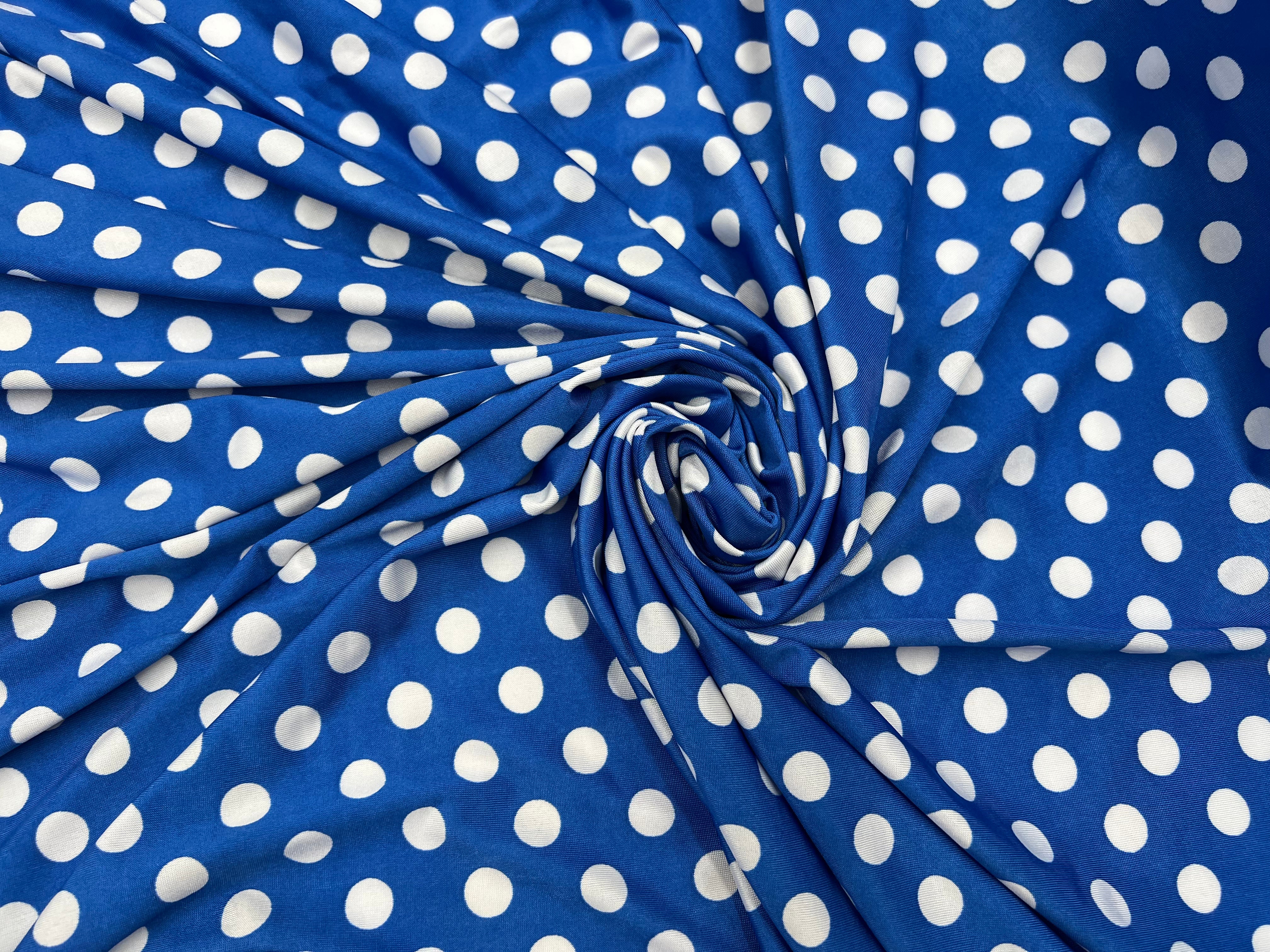 JERSEY VENEZIA BLEU PRIMAIRE POIS BLANC 1CM MLC INTERN