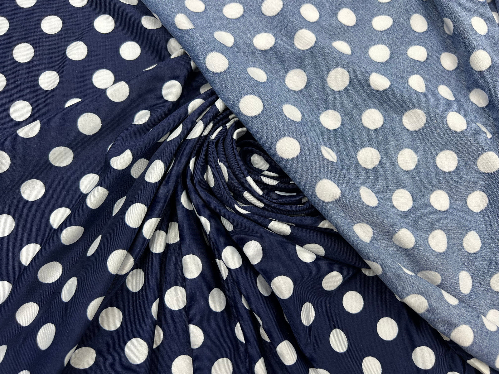 JERSEY VENZIA BLEU MARINE POIS BLANC 1CM MLC INTERN