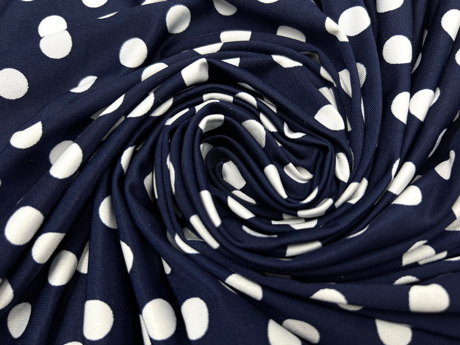 JERSEY VENZIA BLEU MARINE POIS BLANC 1CM MLC INTERN