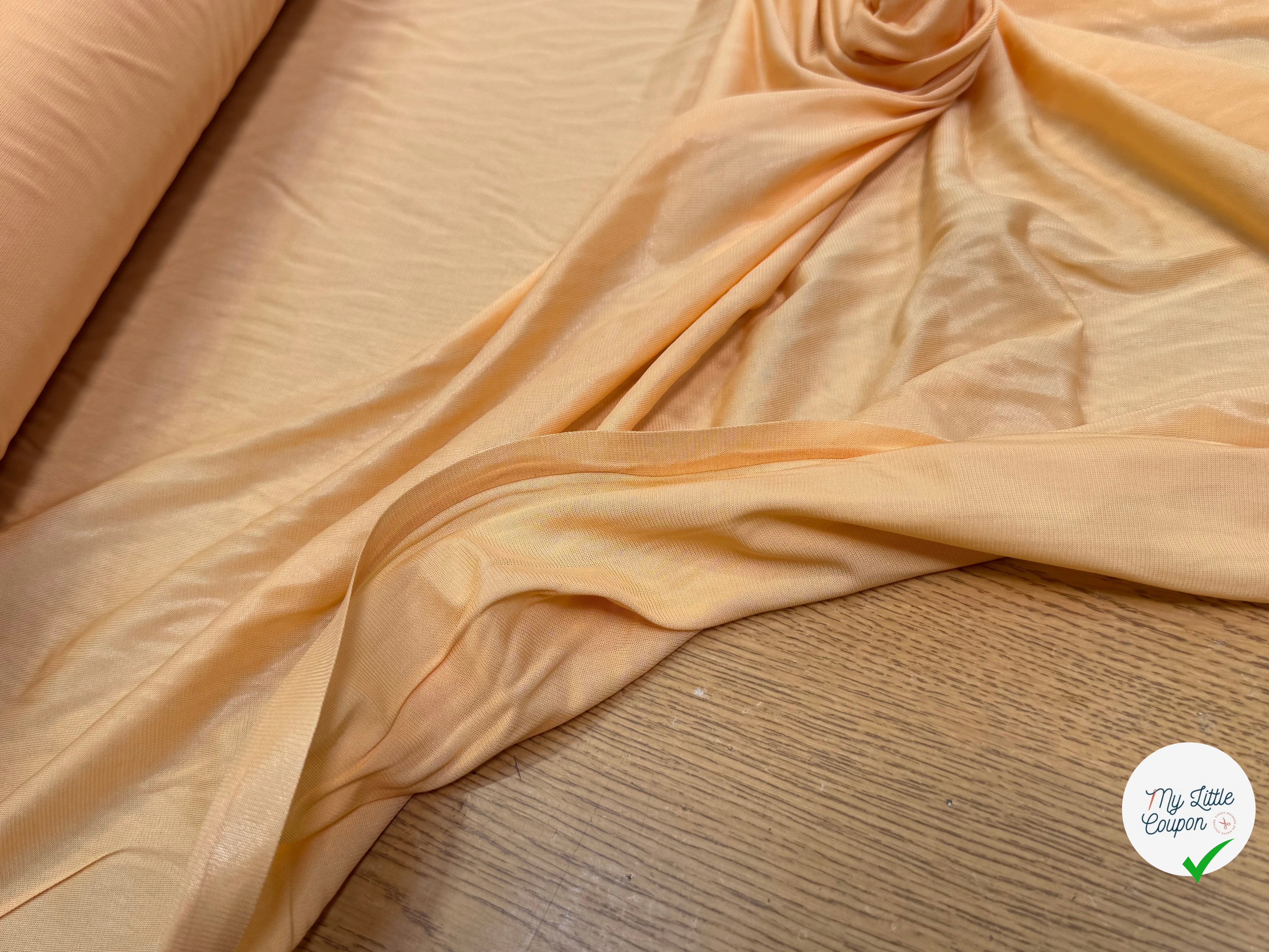 JERSEY VISCOSE LÉGÈREMENT SATINÉ FLUIDE DAWN ORANGE ULTRA STRETCH - My Little Coupon