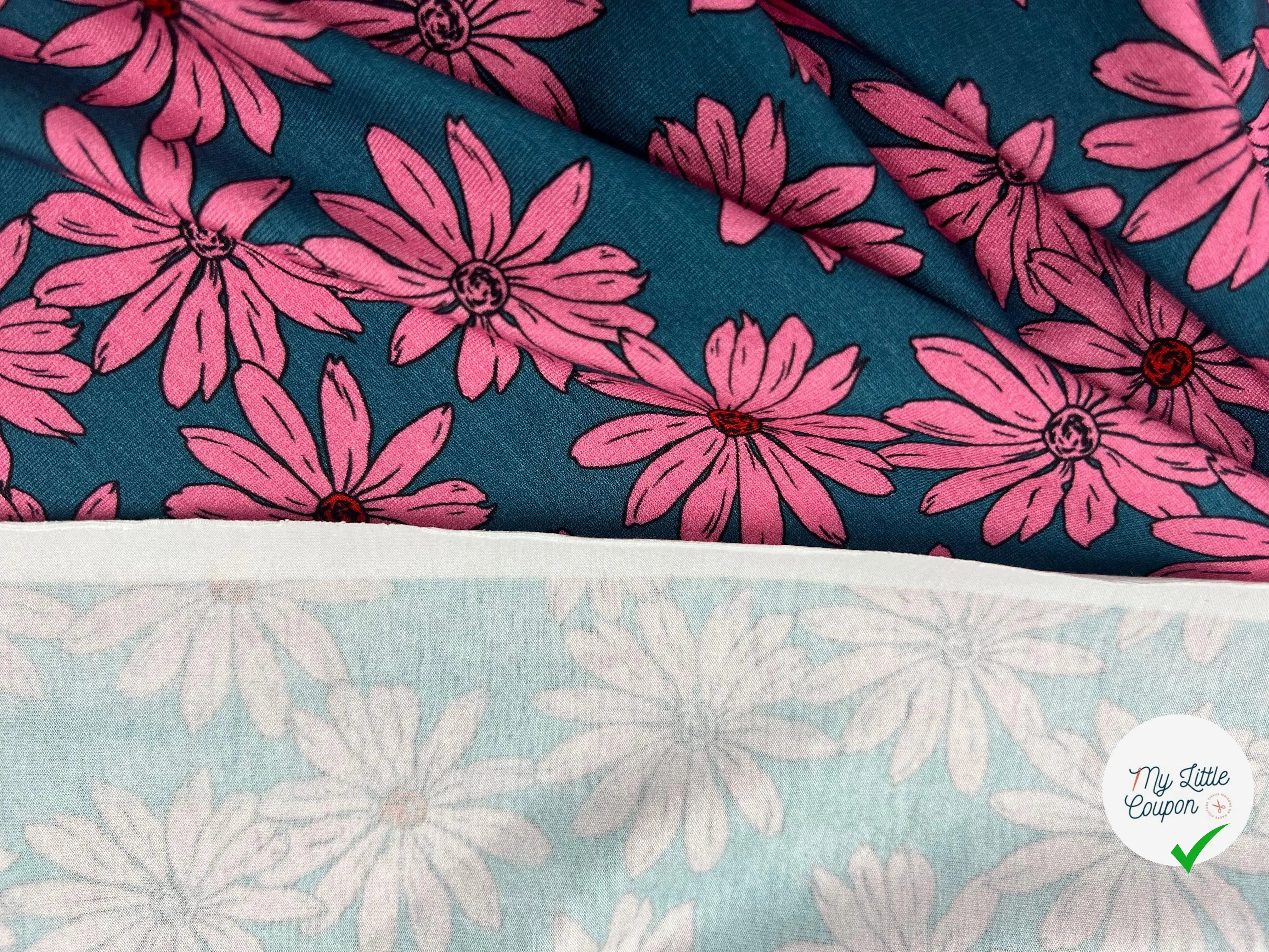 JERSEY VISCOSE PINK FLOWER 8% ÉLASTHANNE - My Little Coupon - tissu - coudre