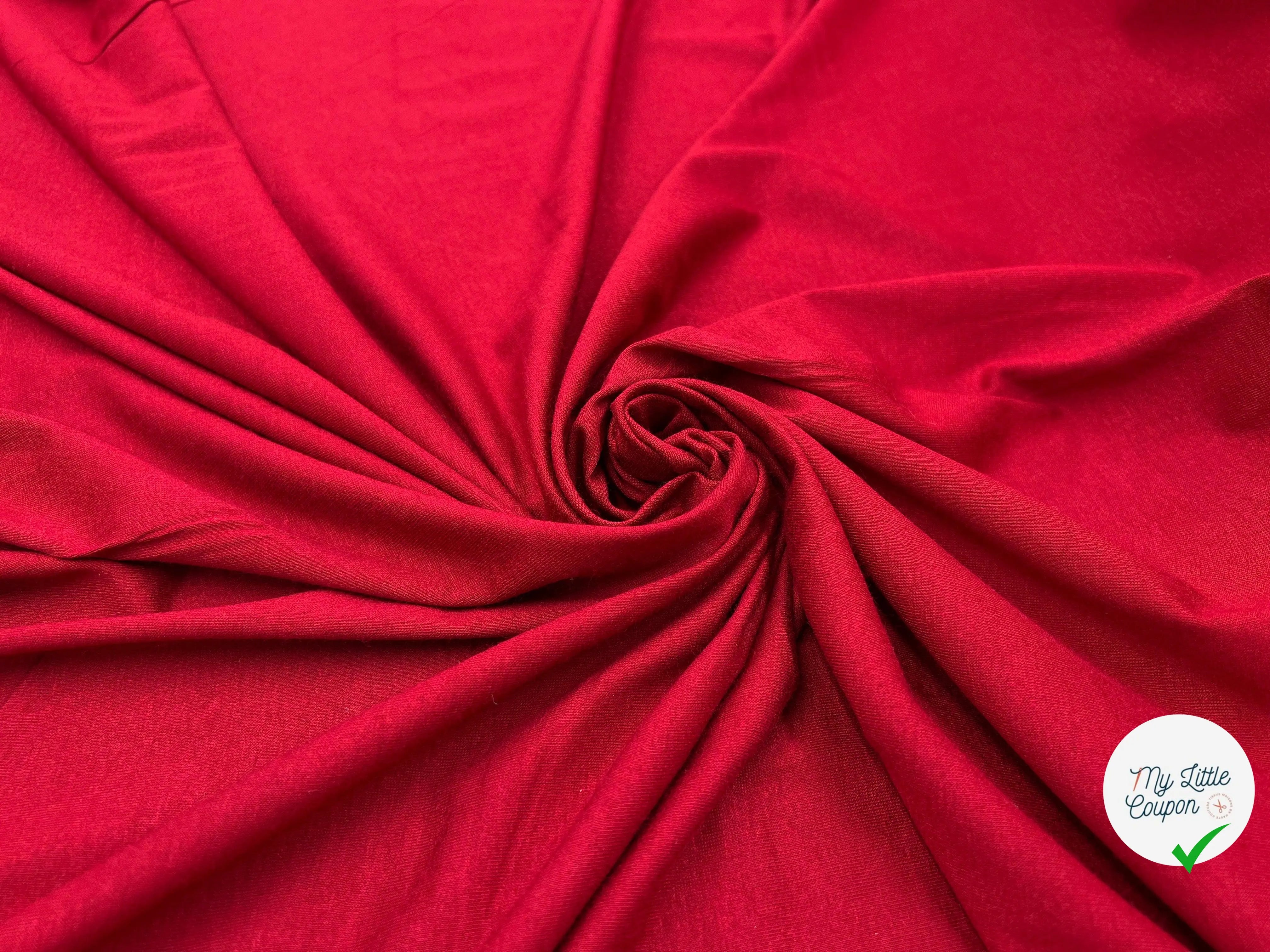 JERSEY VISCOSE STRETCH TRÈS EXTENSIBLE ROUGE CARMIN - My Little Coupon - tissu - coudre
