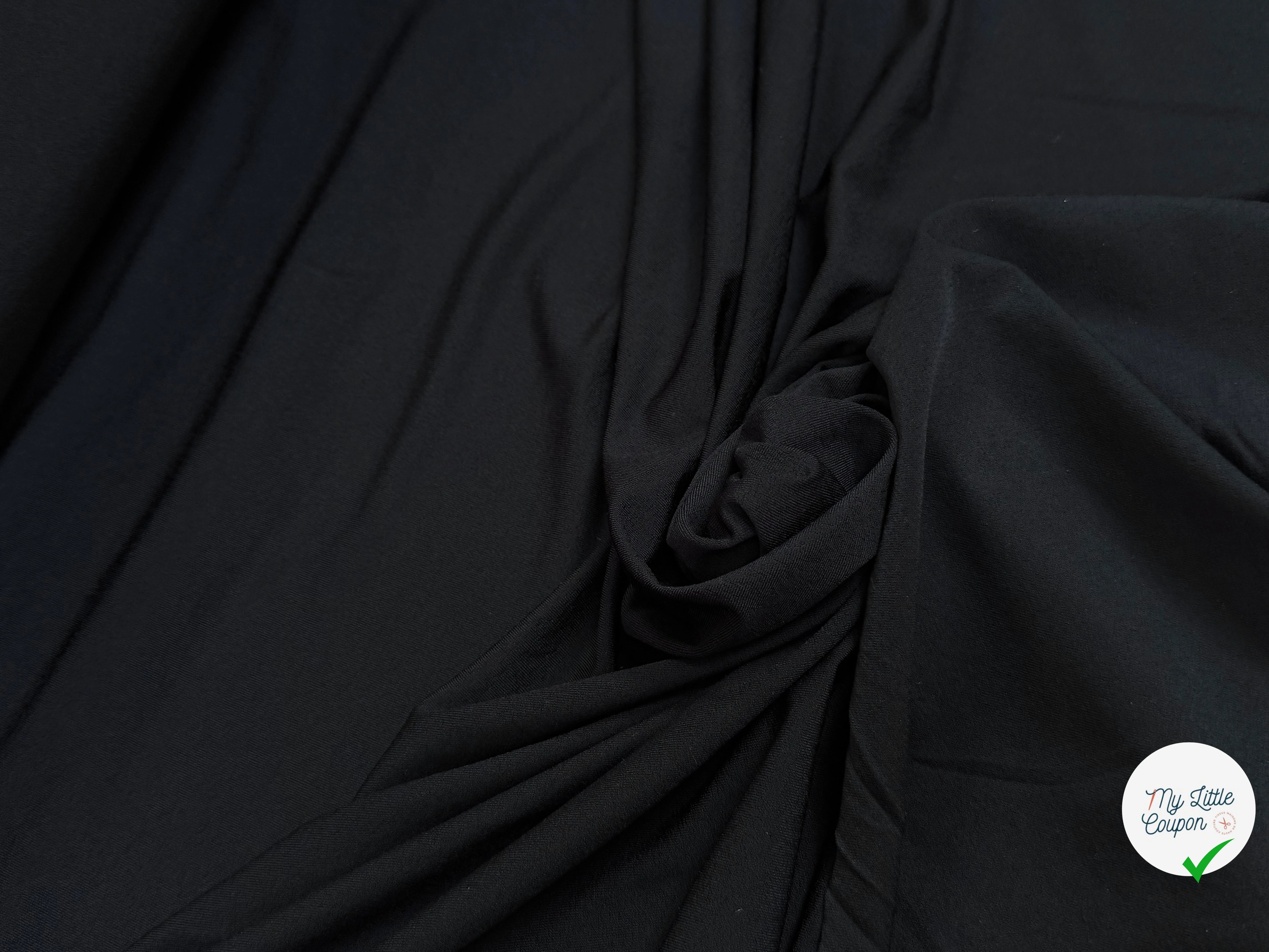 JERSEY VISCOSE ULTRA STRETCH DOUX PEACHSKIN NOIR - My Little Coupon