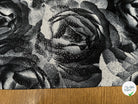 JESRSEY FLUIDE IMPRIMÉ GROSSES FLEURS BLANC&NOIR AVEC BRILLANTINE ARGENTÉ - My Little Coupon