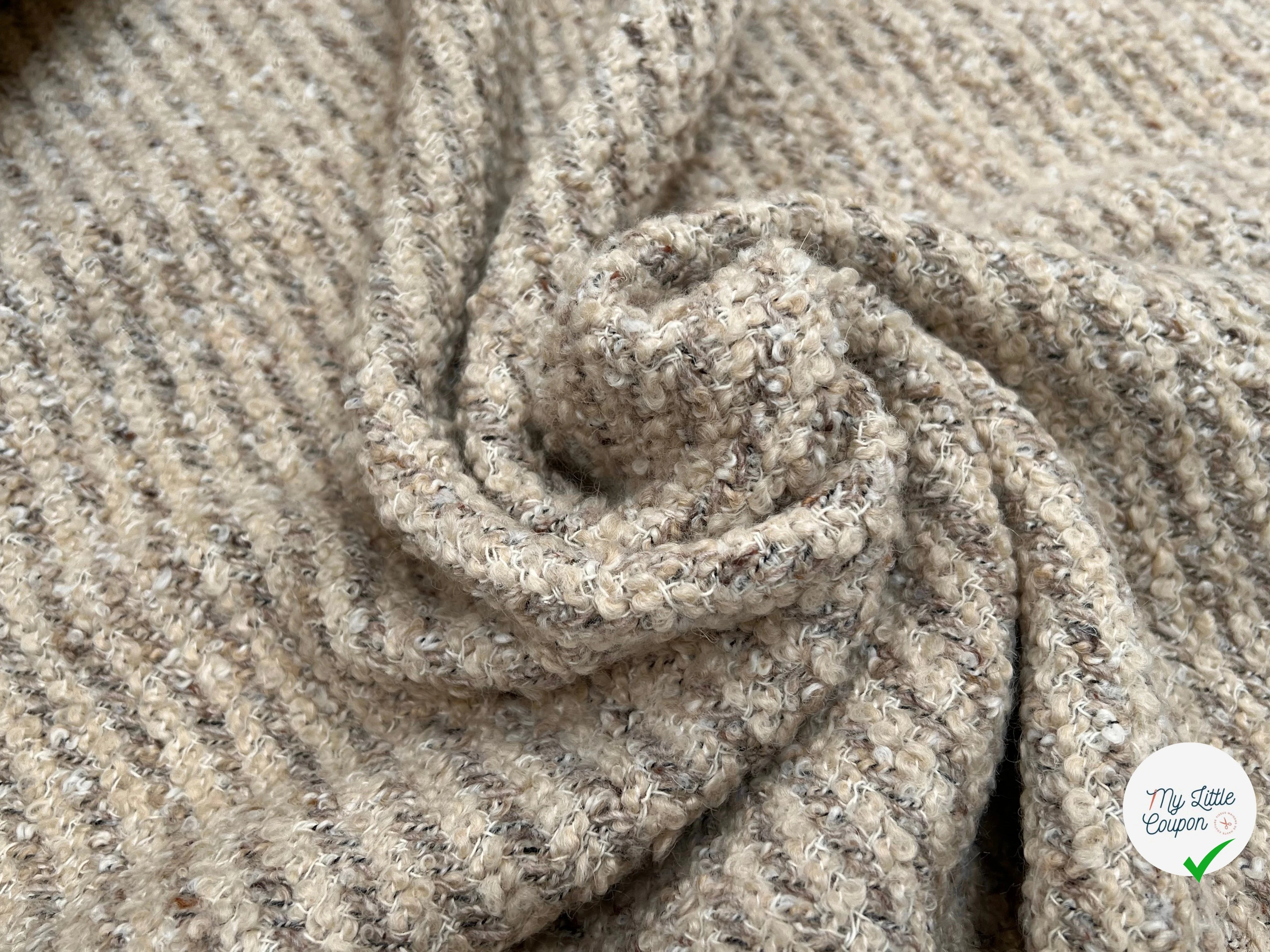 LAINAGE BOUCLETTE BEIGE VANILLE STRIÉ MARRON - My Little Coupon