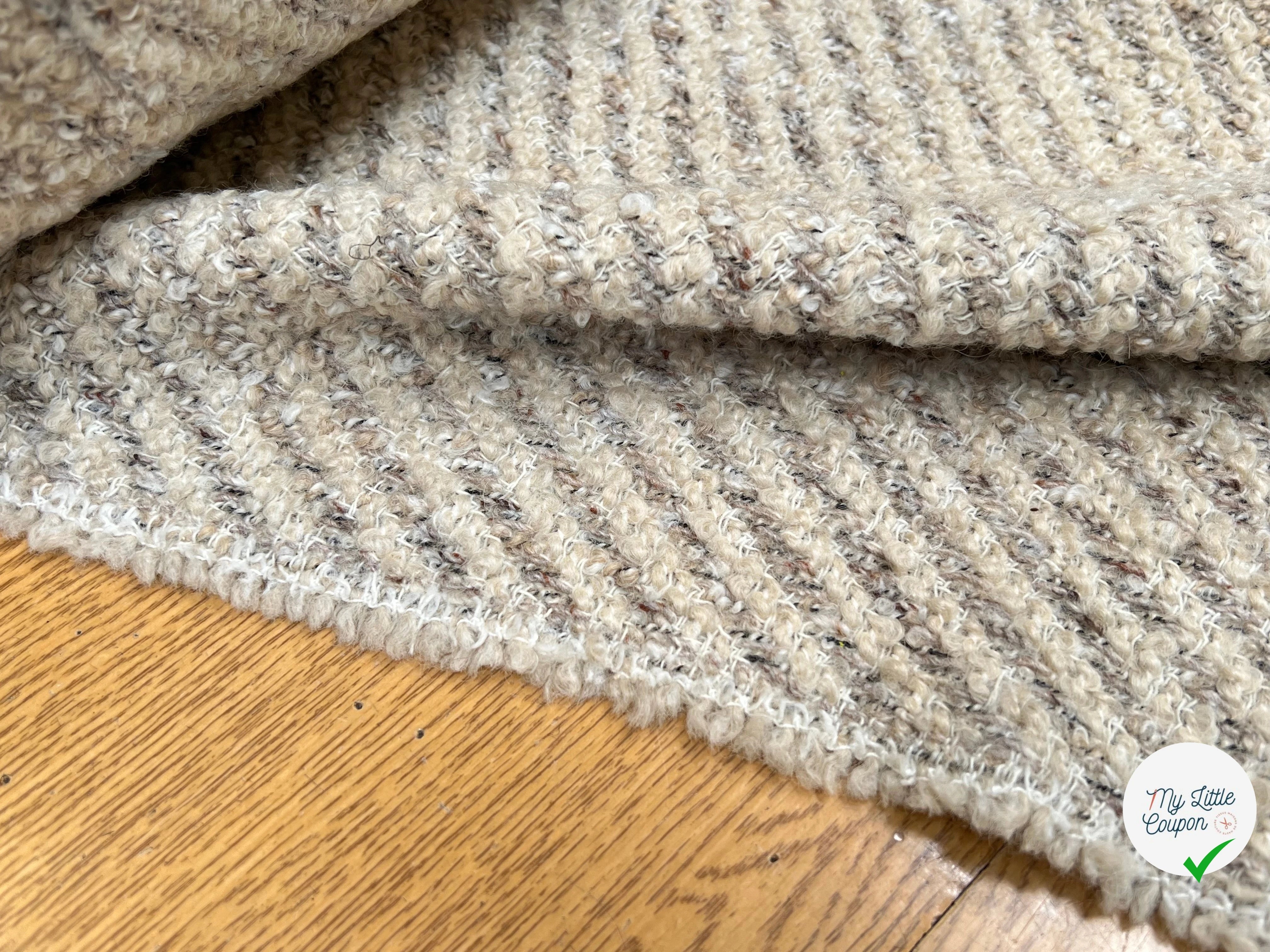LAINAGE BOUCLETTE BEIGE VANILLE STRIÉ MARRON - My Little Coupon