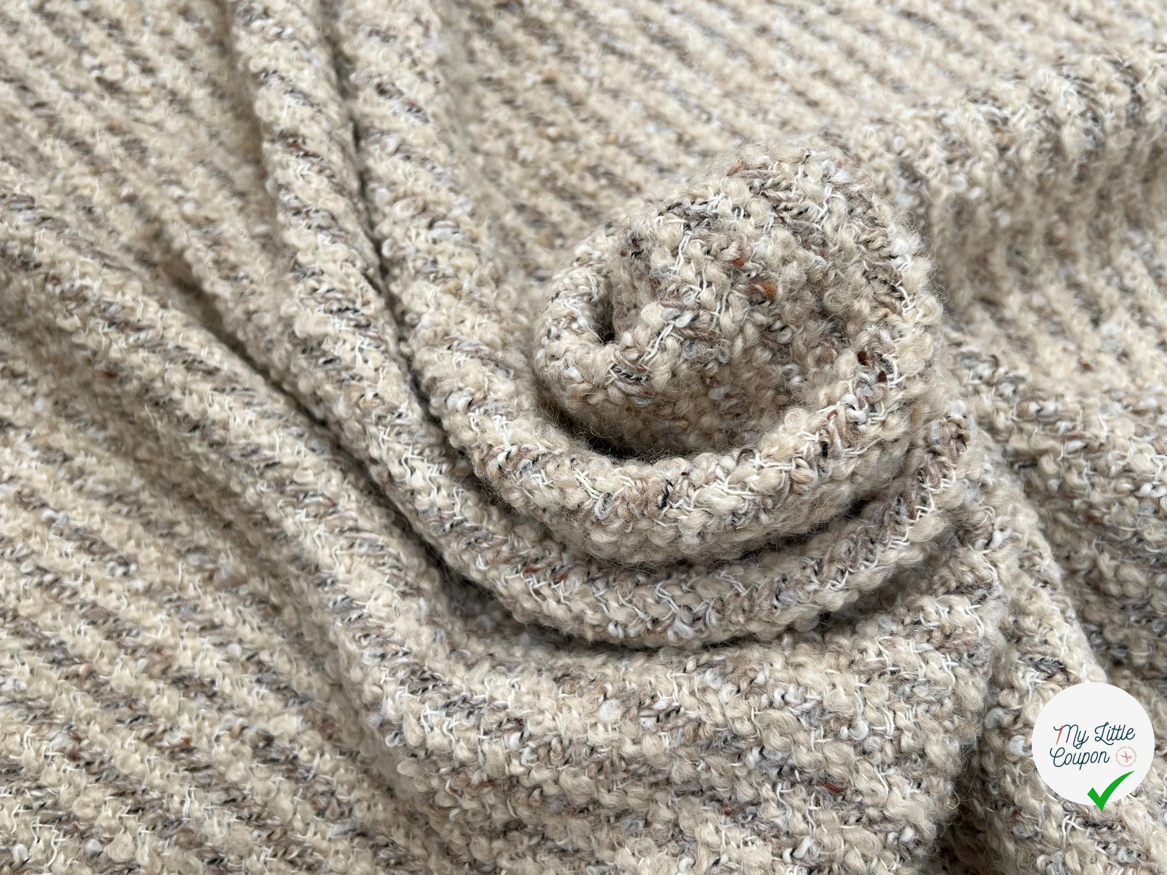 LAINAGE BOUCLETTE BEIGE VANILLE STRIÉ MARRON - My Little Coupon