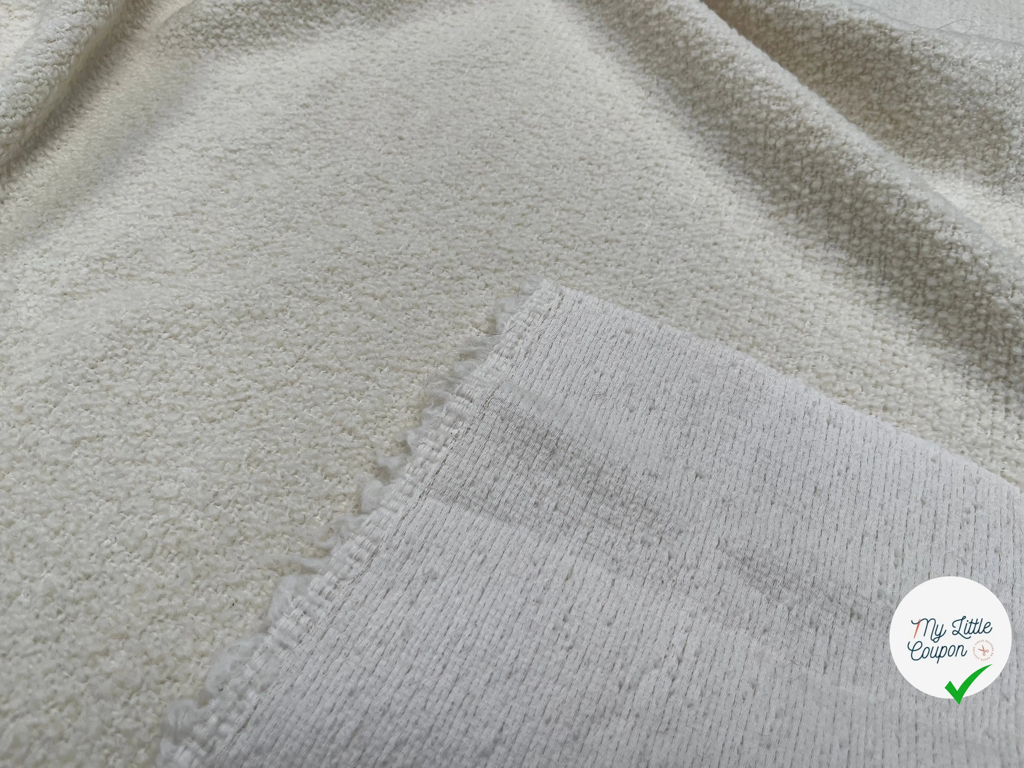 LAINAGE BOUCLETTE BLANC CASSE 93% LAINE - My Little Coupon
