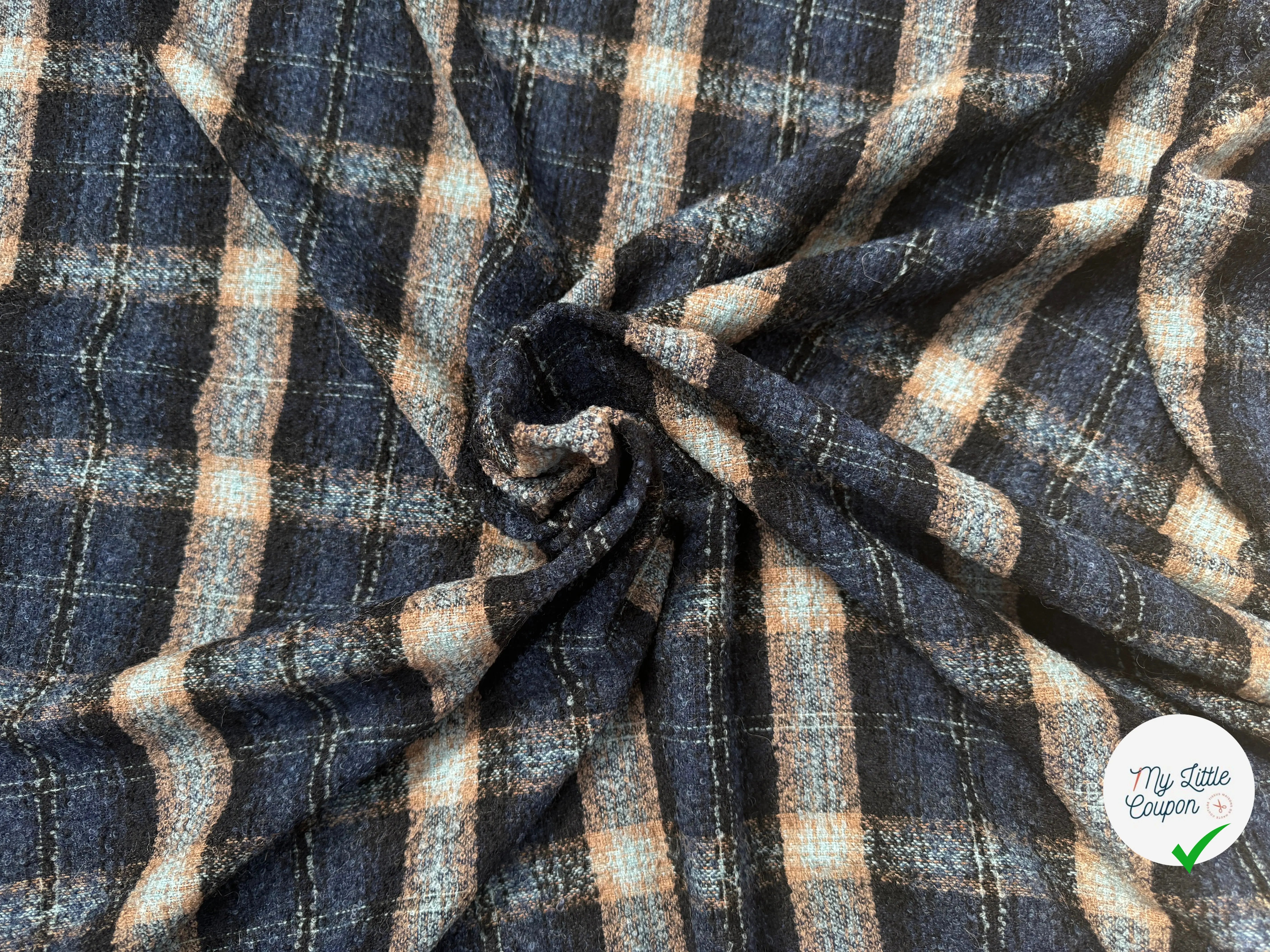LAINAGE BOUCLETTE CARREAUX BLEU - My Little Coupon