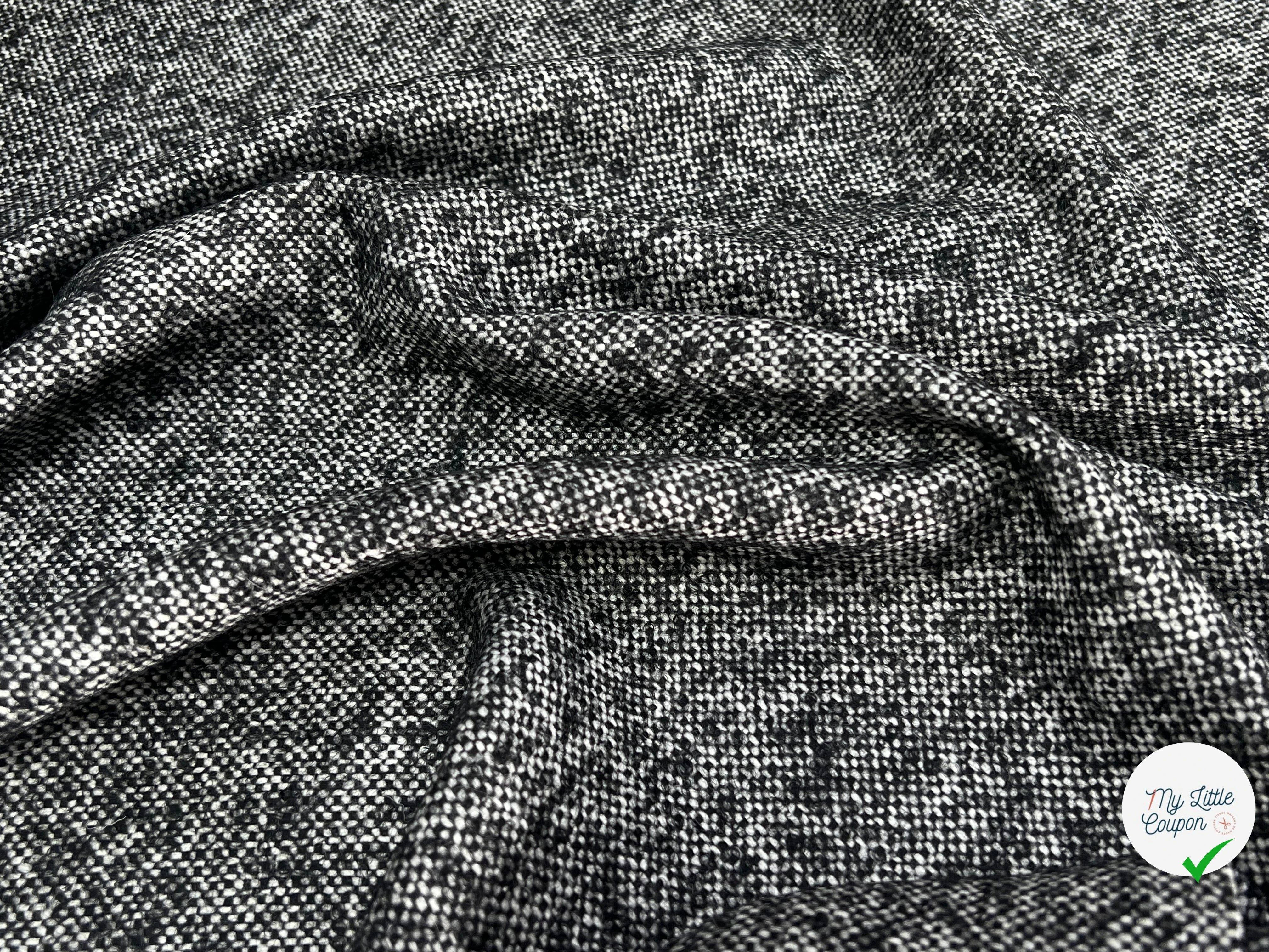 LAINAGE CHINÉ NOIR BLANC 100% LAINE - My Little Coupon