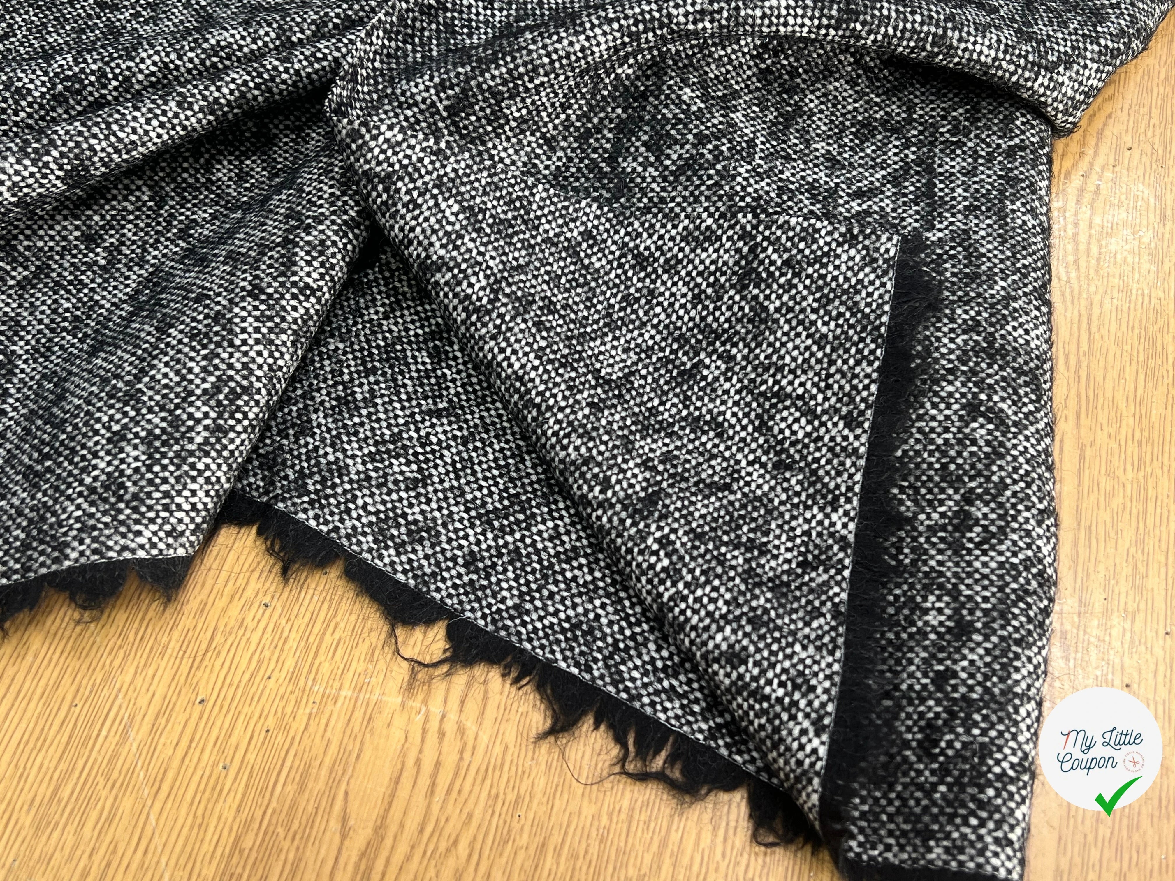 LAINAGE CHINÉ NOIR BLANC 100% LAINE - My Little Coupon