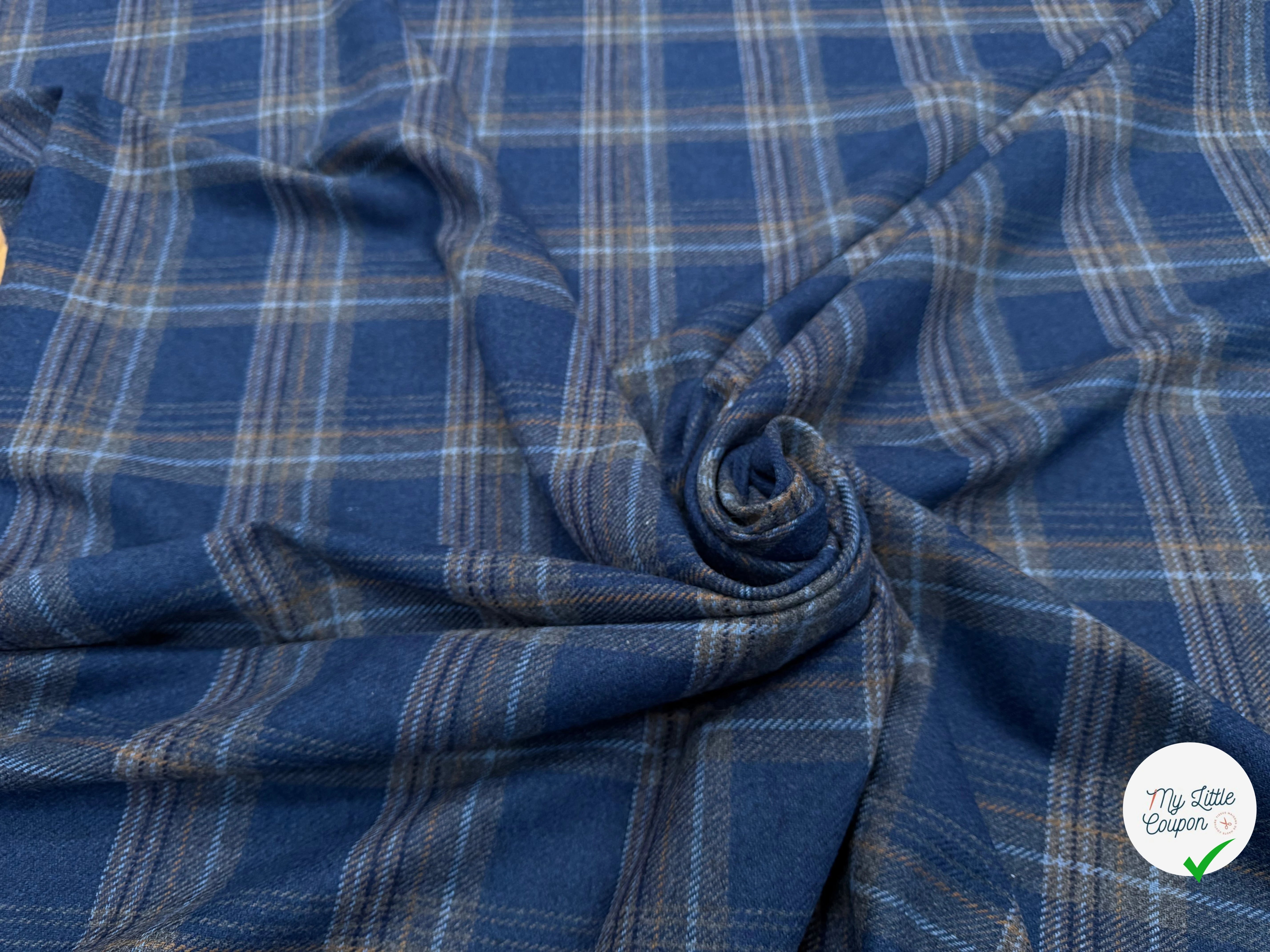 LAINAGE ECOSSAIS BLEU CARREAUX GRIS - My Little Coupon