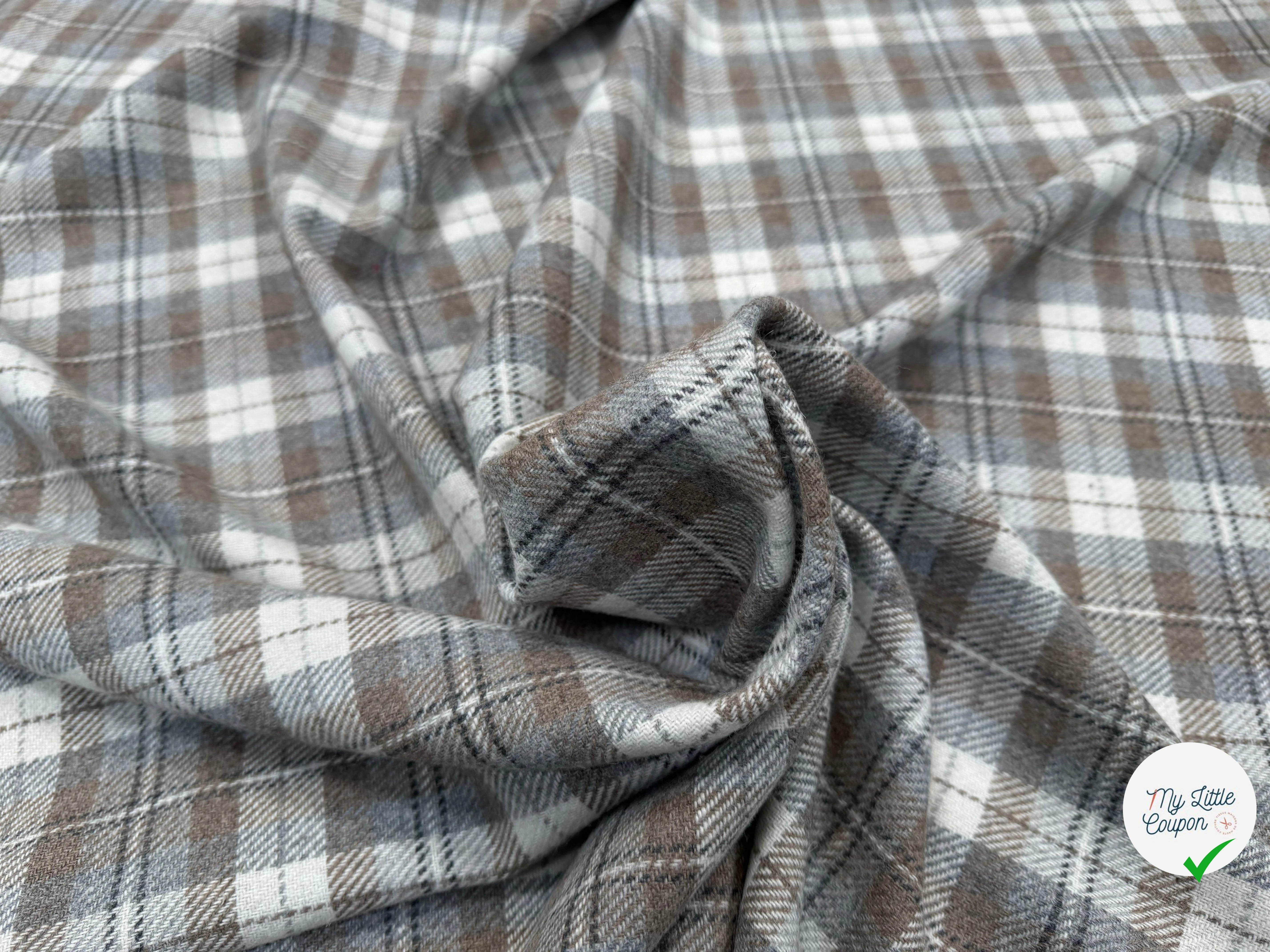 LAINAGE ECOSSAIS GRIS BLEU CLAIR - My Little Coupon