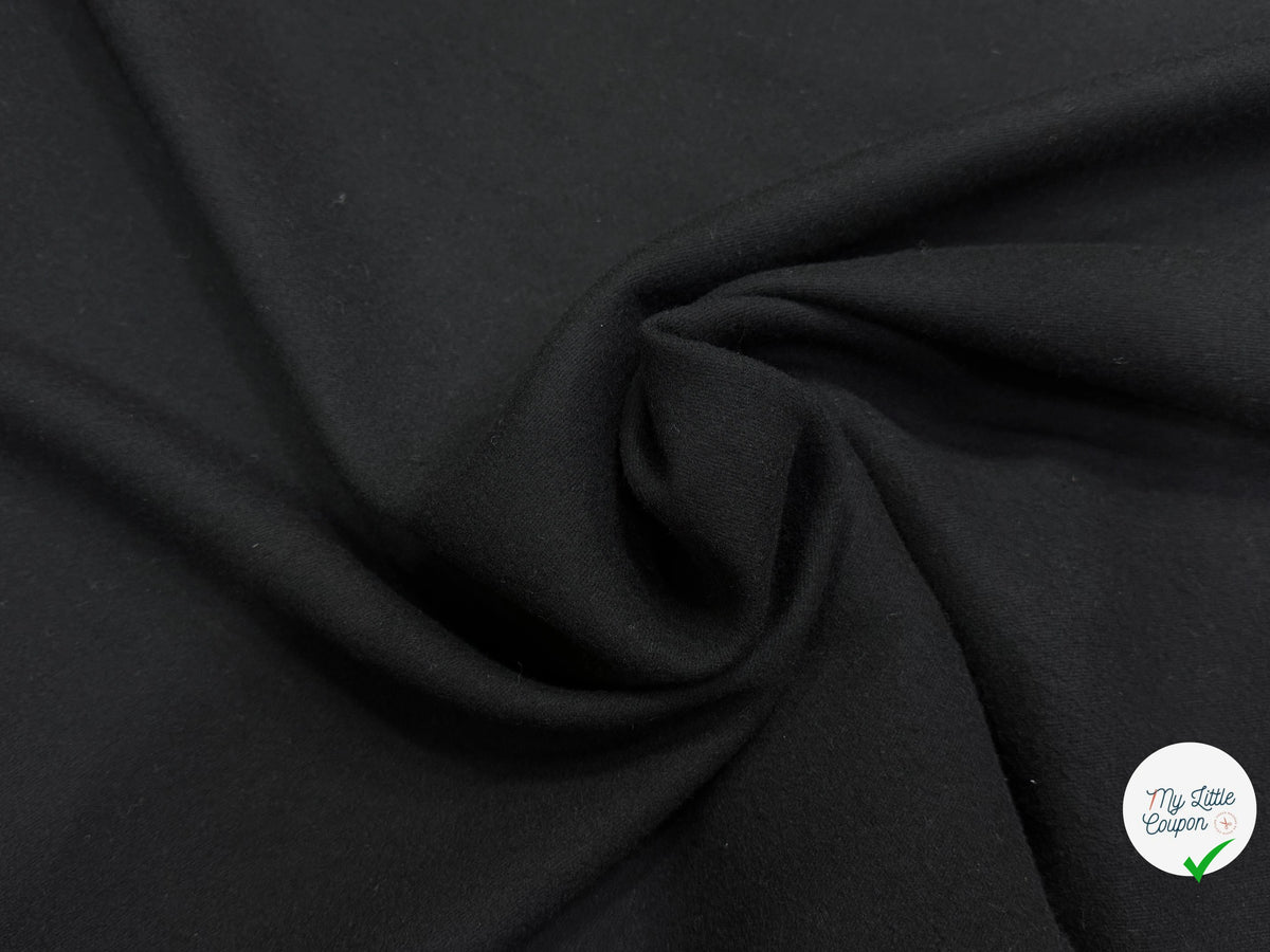 LAINAGE LOURD NOIR FACE SATINÉE ET FACE GRATTÉE 100% LAINE VIERGE - My Little Coupon