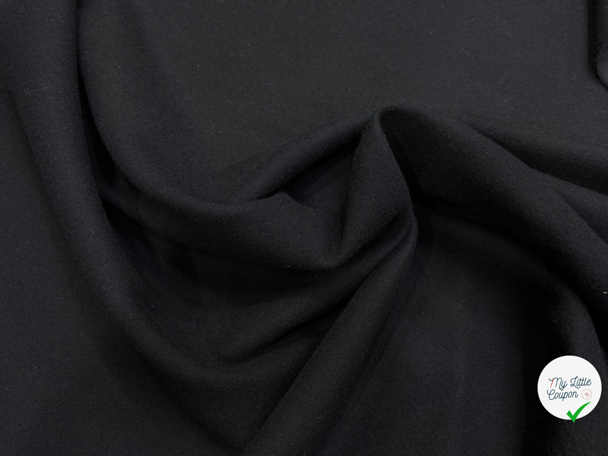 LAINAGE LOURD NOIR FACE SATINÉE ET FACE GRATTÉE 100% LAINE VIERGE - My Little Coupon