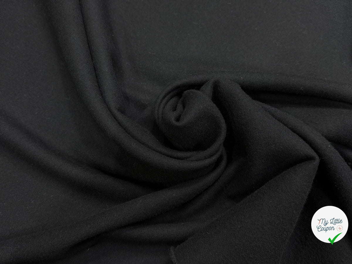 LAINAGE LOURD NOIR FACE SATINÉE ET FACE GRATTÉE 100% LAINE VIERGE - My Little Coupon
