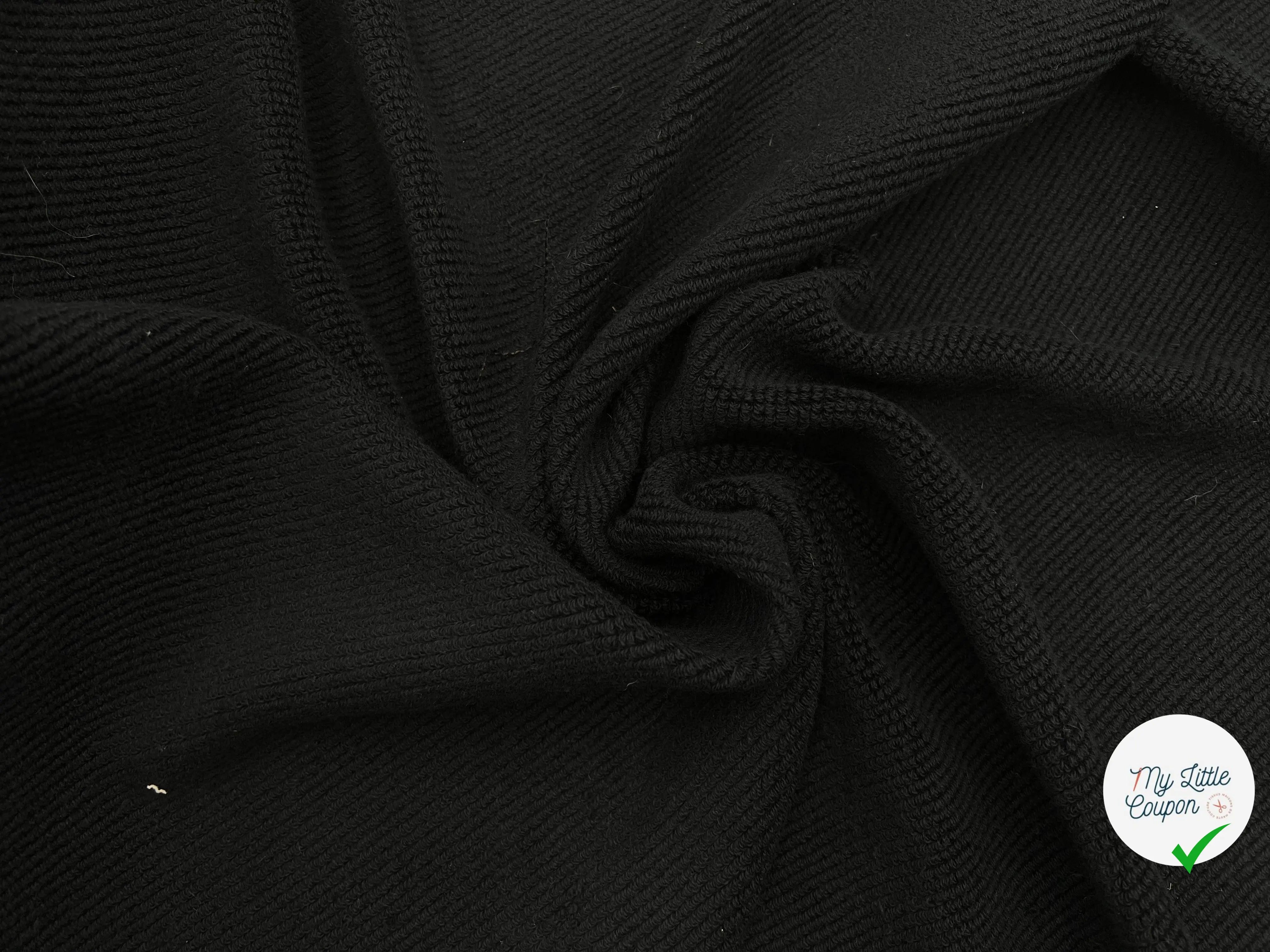 LAINAGE MAILLE DIAGONALE STRETCH NOIRE - coupon de tissu de 3 mètres - My Little Coupon - tissu - coudre