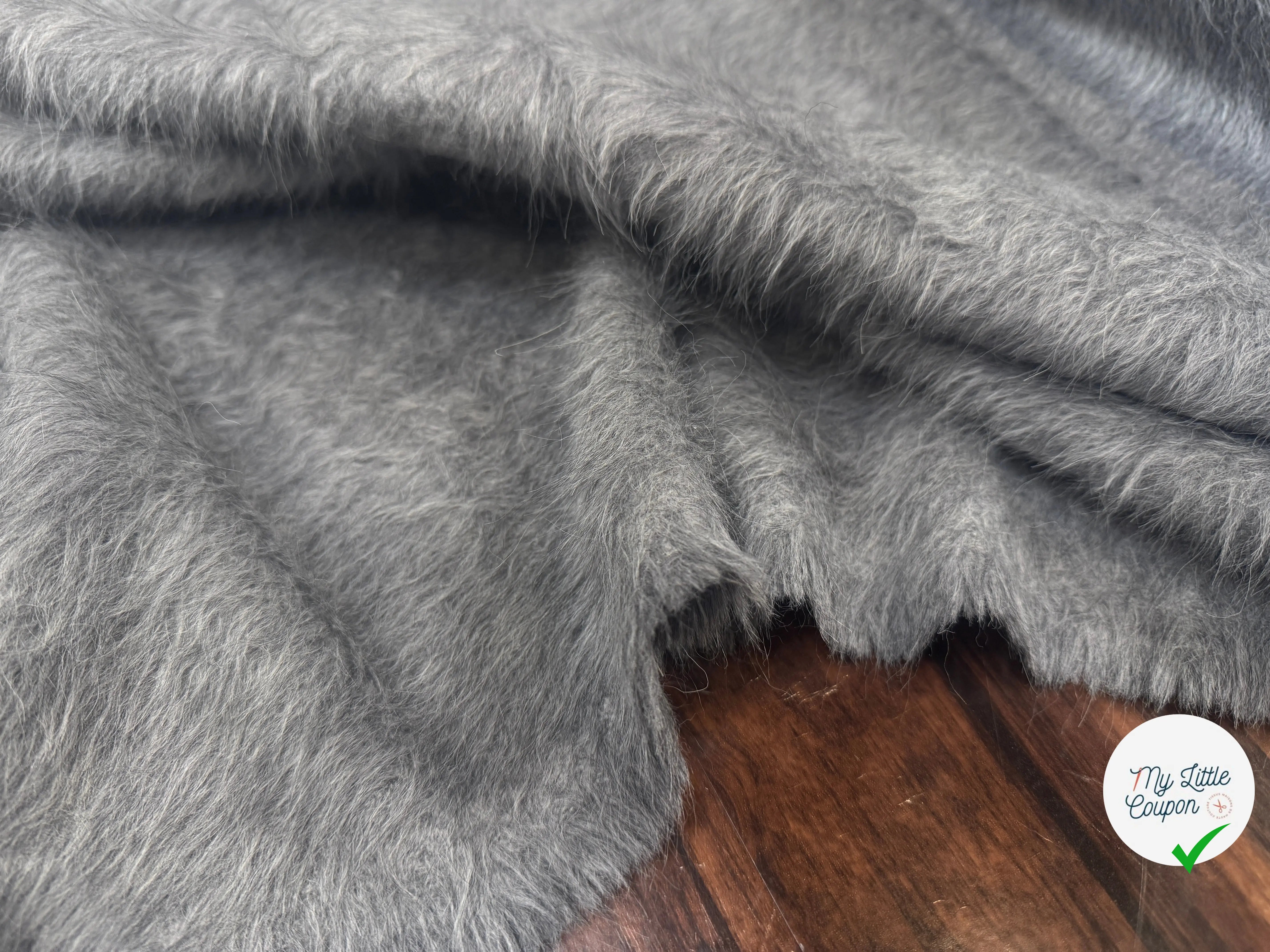 LAINAGE MANTEAU ALPAGA FOURRURE GRIS LUMINEUX - My Little Coupon