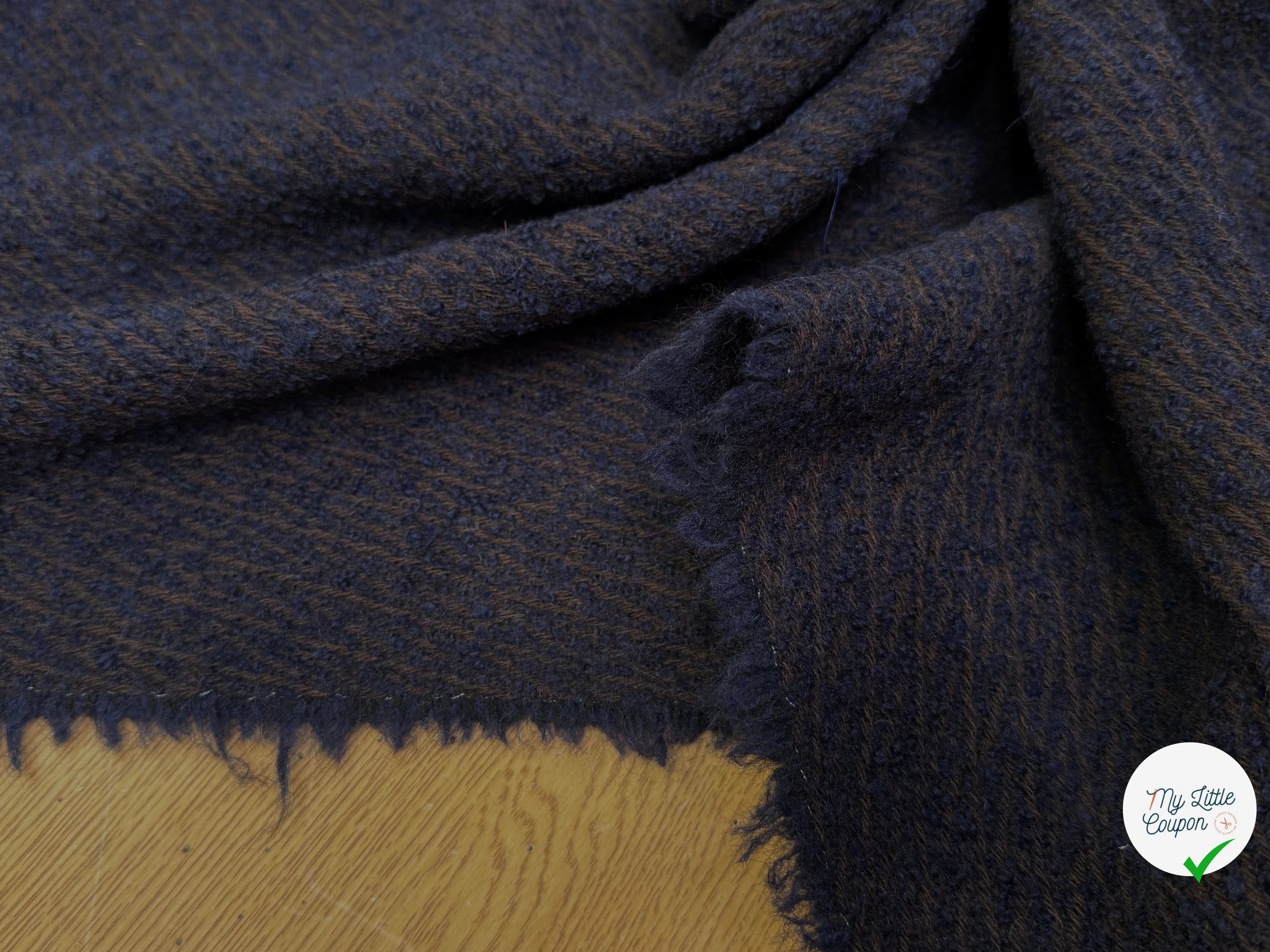 LAINAGE MANTEAU BOUCLETTE BLEU MARRON 10% ALPAGA - My Little Coupon