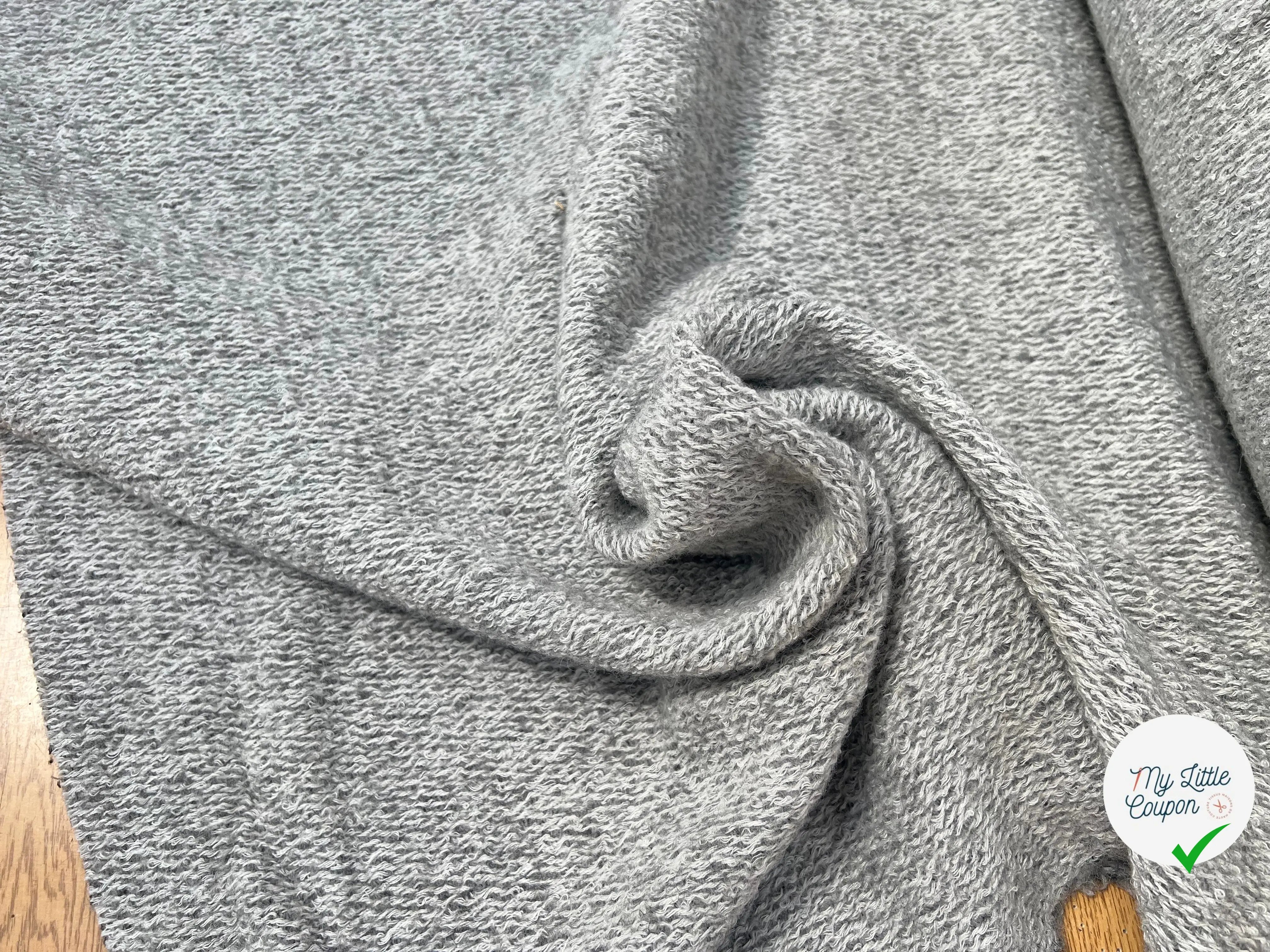LAINAGE MANTEAU BOUCLETTE LAINE MERINOS GRIS CLAIR - My Little Coupon