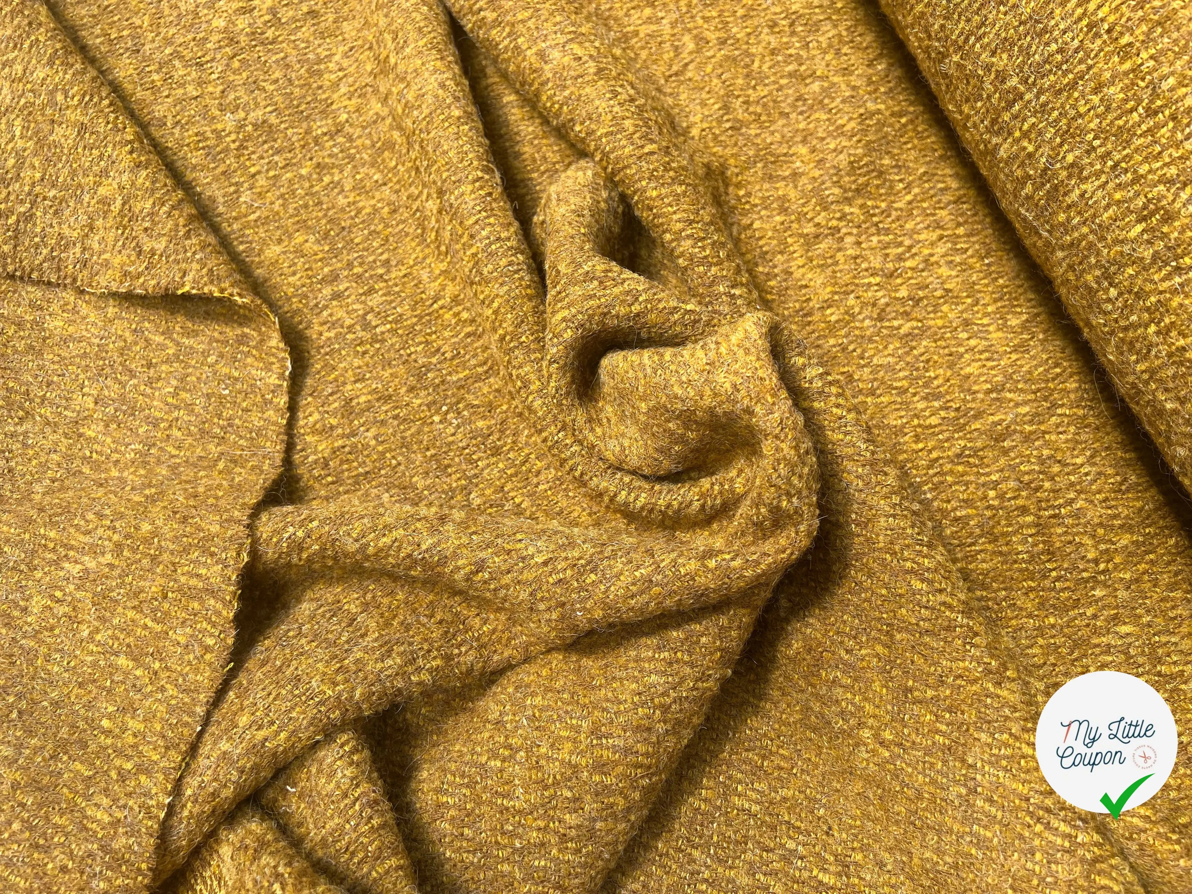 LAINAGE MANTEAU BOUCLETTE LAINE MERINOS MOUTARDE - My Little Coupon
