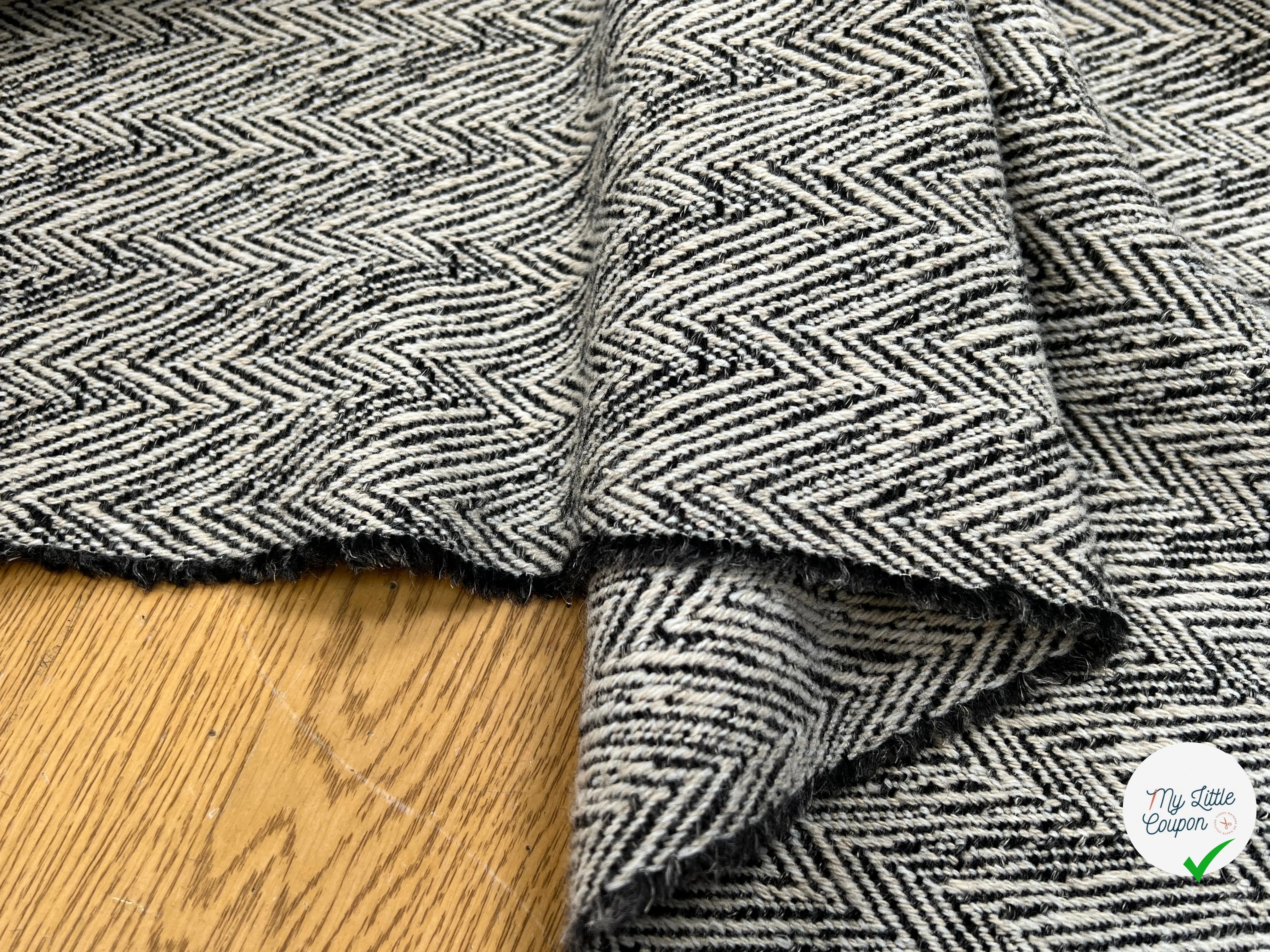 LAINAGE MANTEAU CHEVRON BEIGE NOIR - My Little Coupon